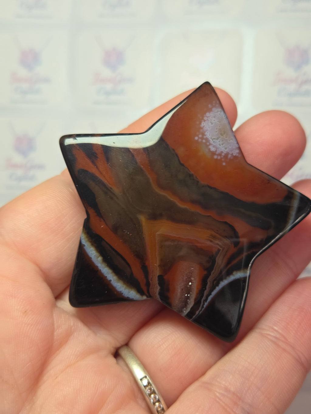 Sardonyx crystal star with duzy