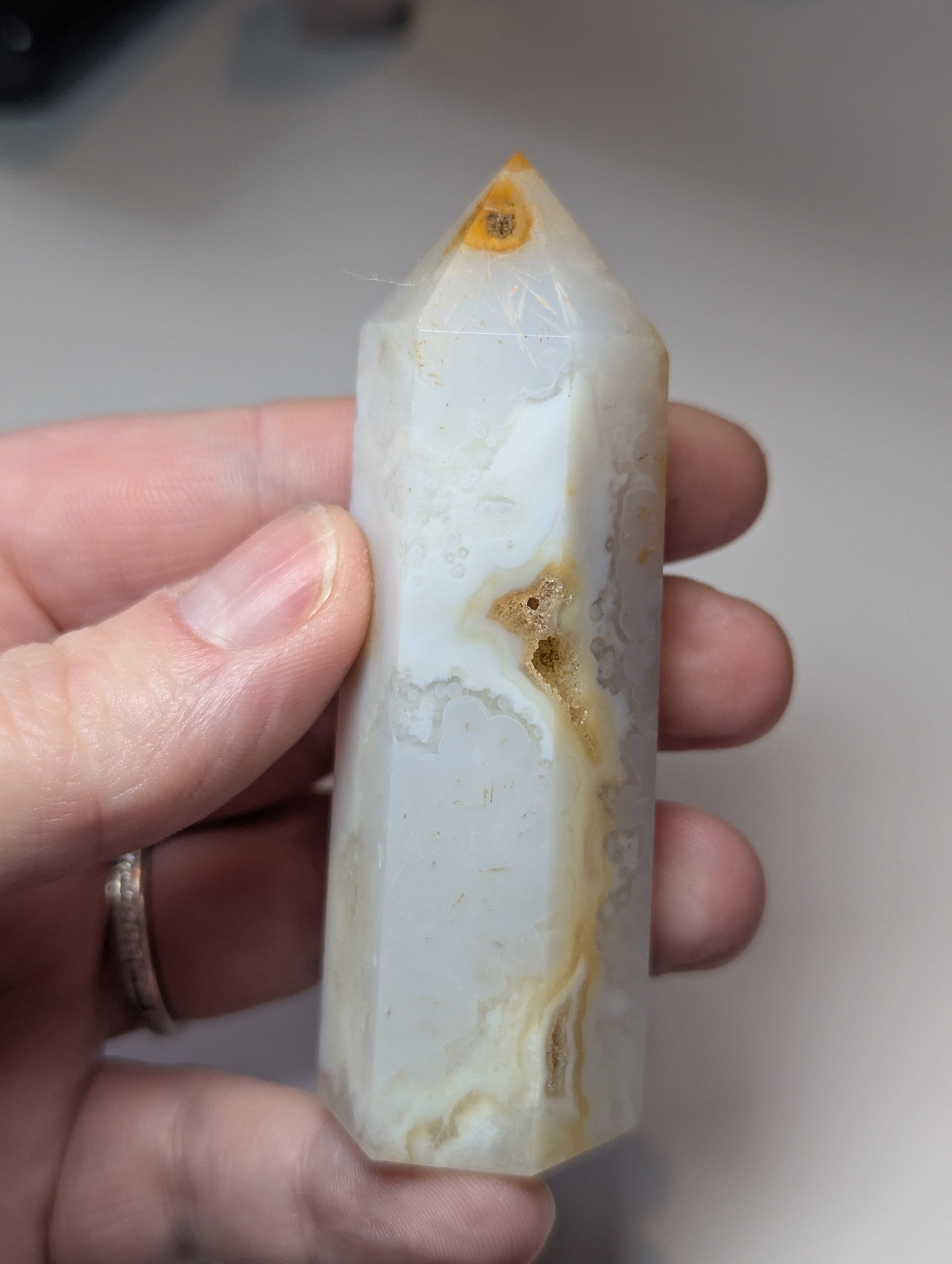 Crystal Agate tower with imperfections