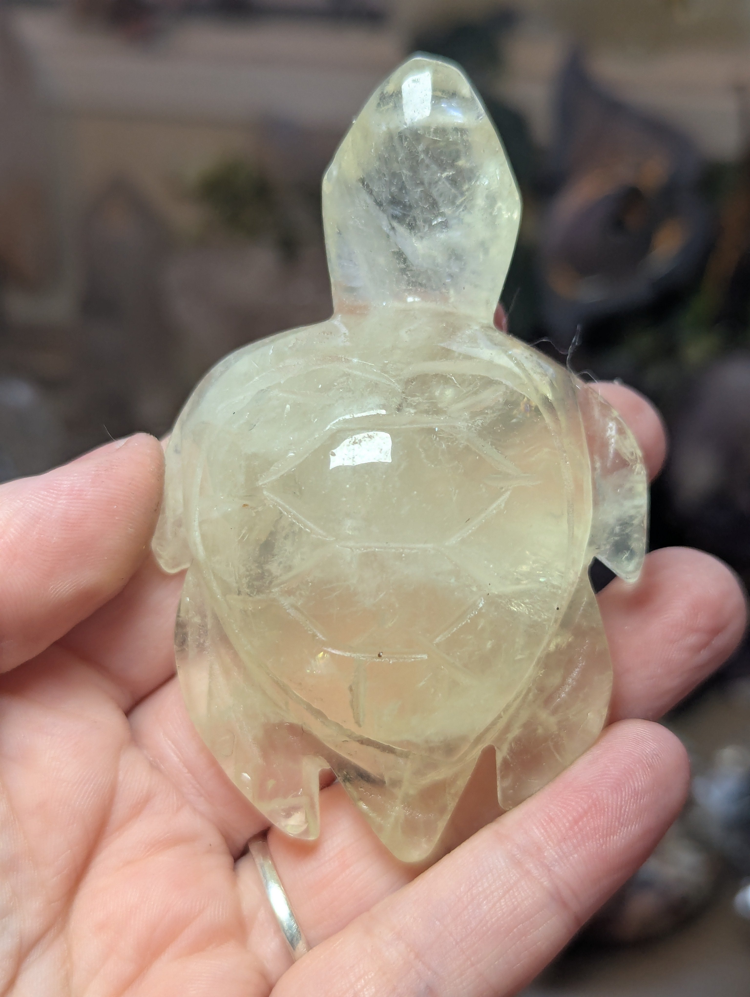 Citrine crystal turtle carving