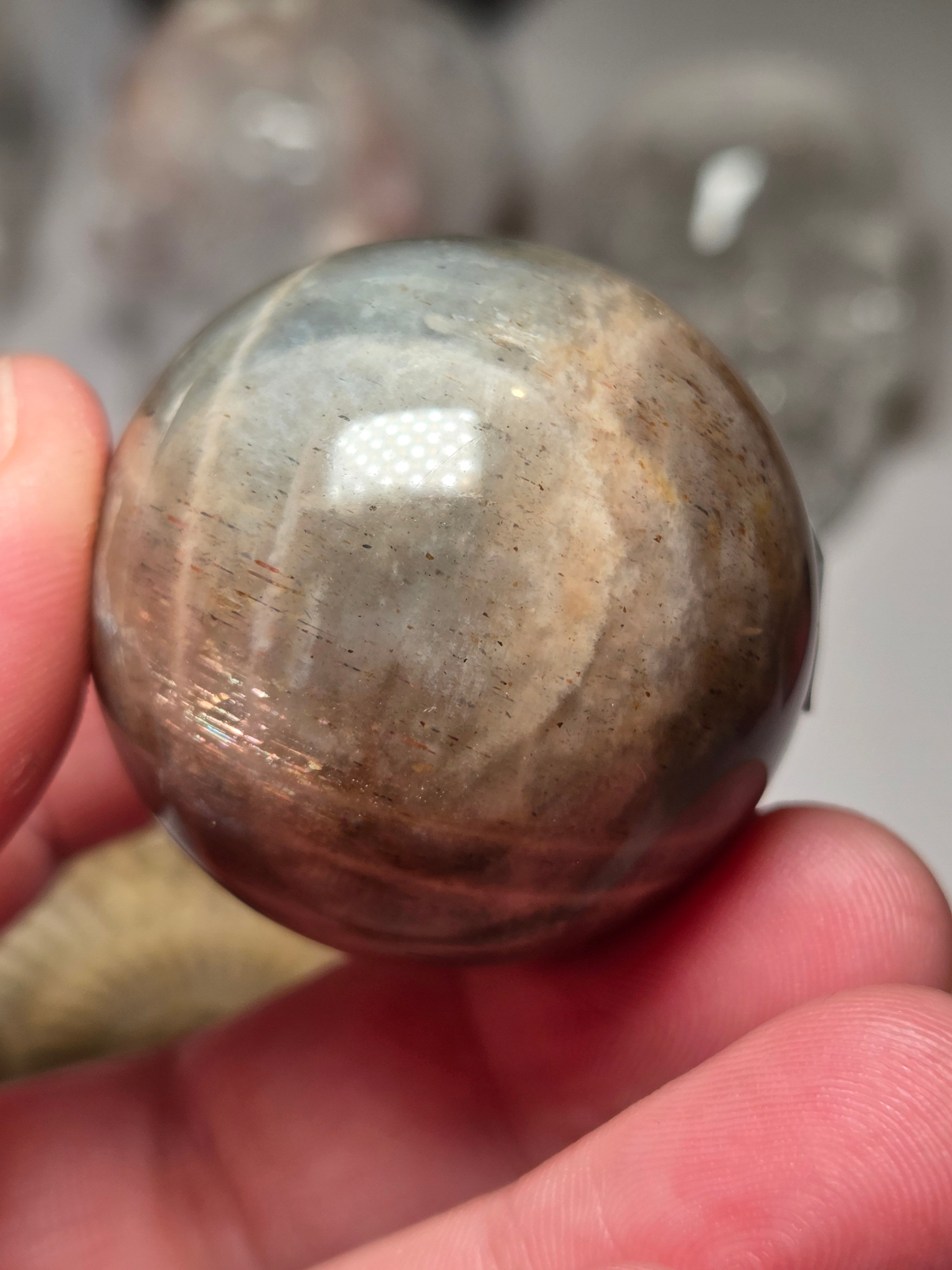 Grade A Black Moonstone with Sunstone with stand