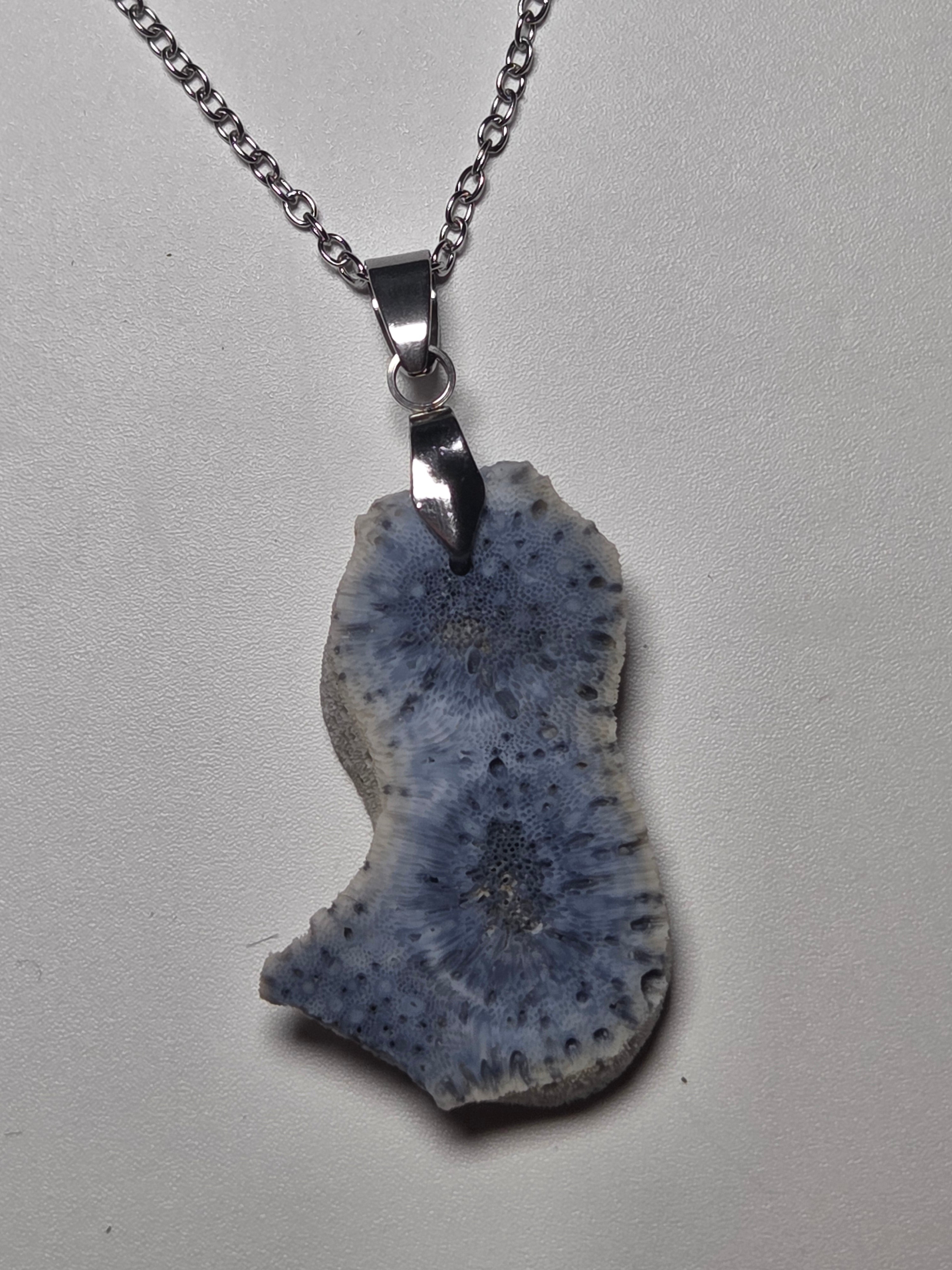 Blue coral necklace from the Dominican Republic