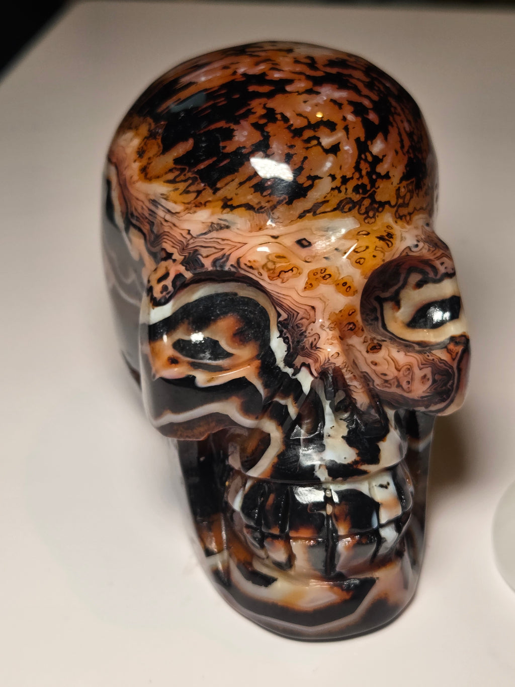 Large Sardonyx crystal skull carving