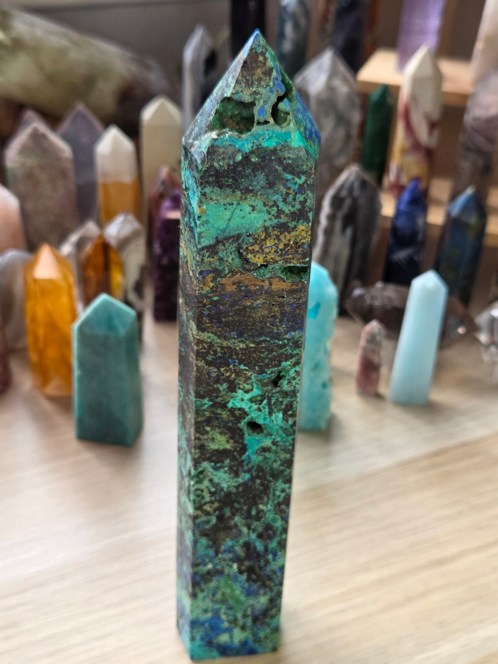 23cm Chrysocolla malicite Azerite  crystal tower