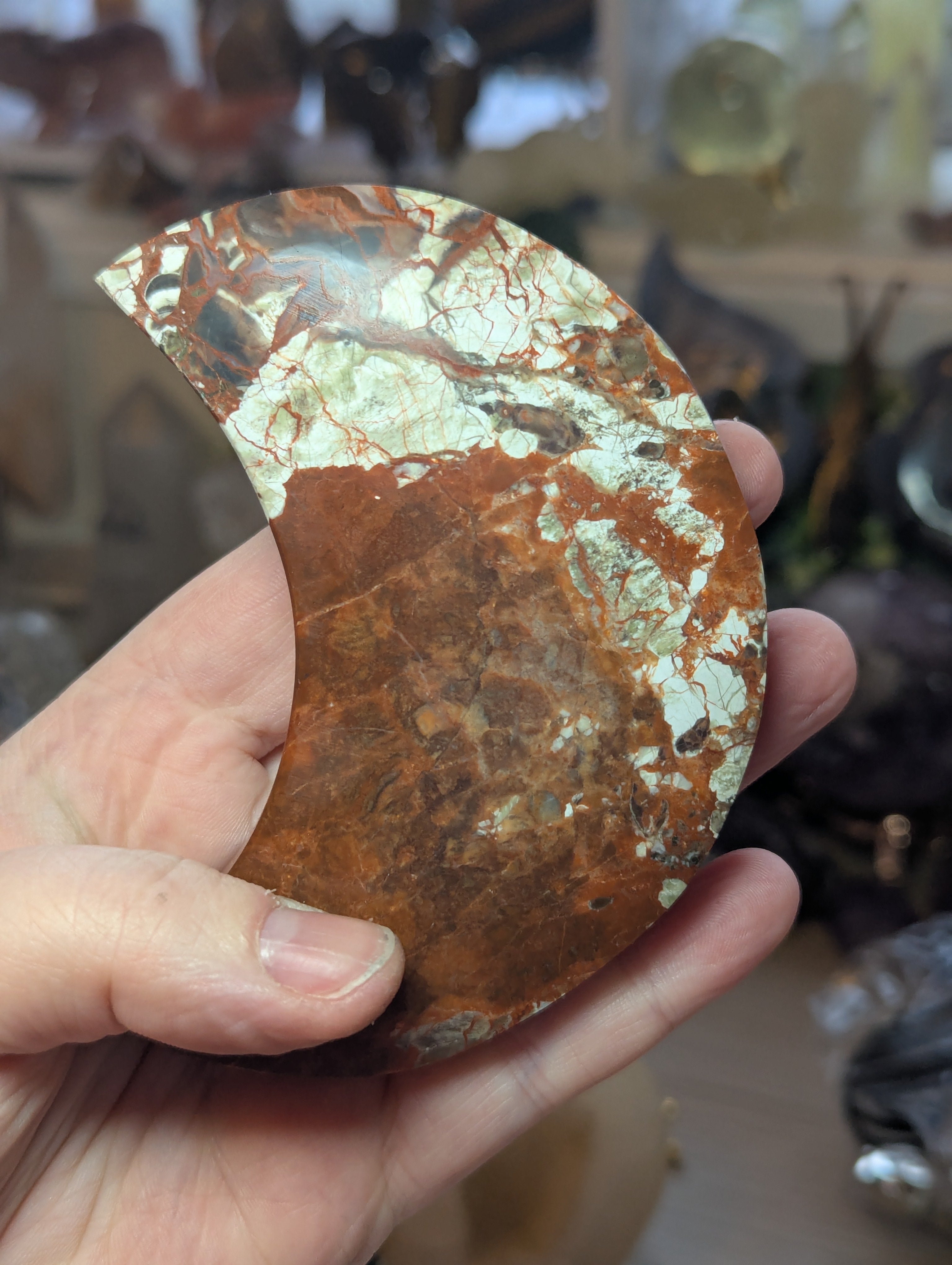 Money agate crystal moon with Stand UV reactive