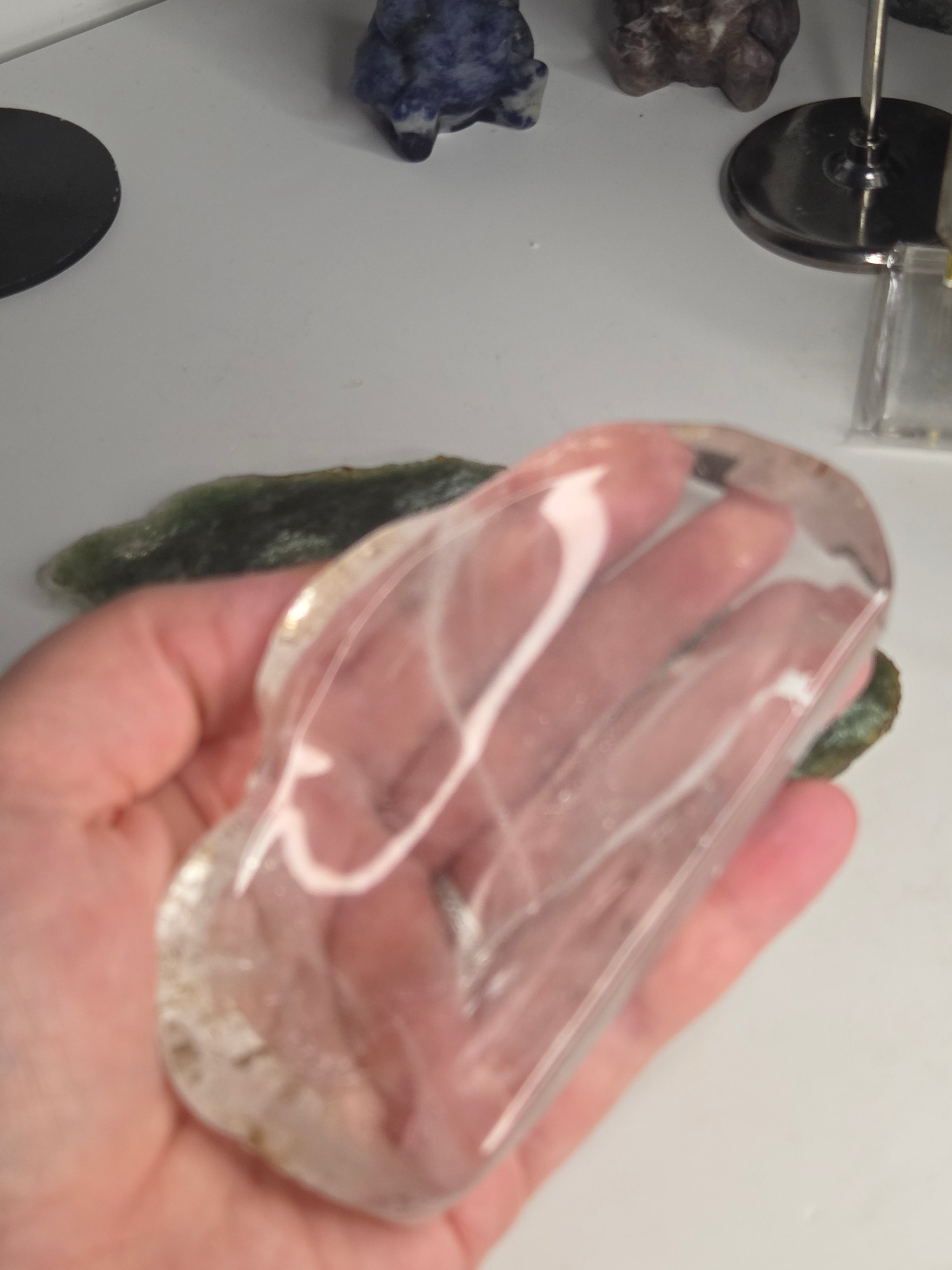 Handmade cut and polished  clear quartz crystal dish