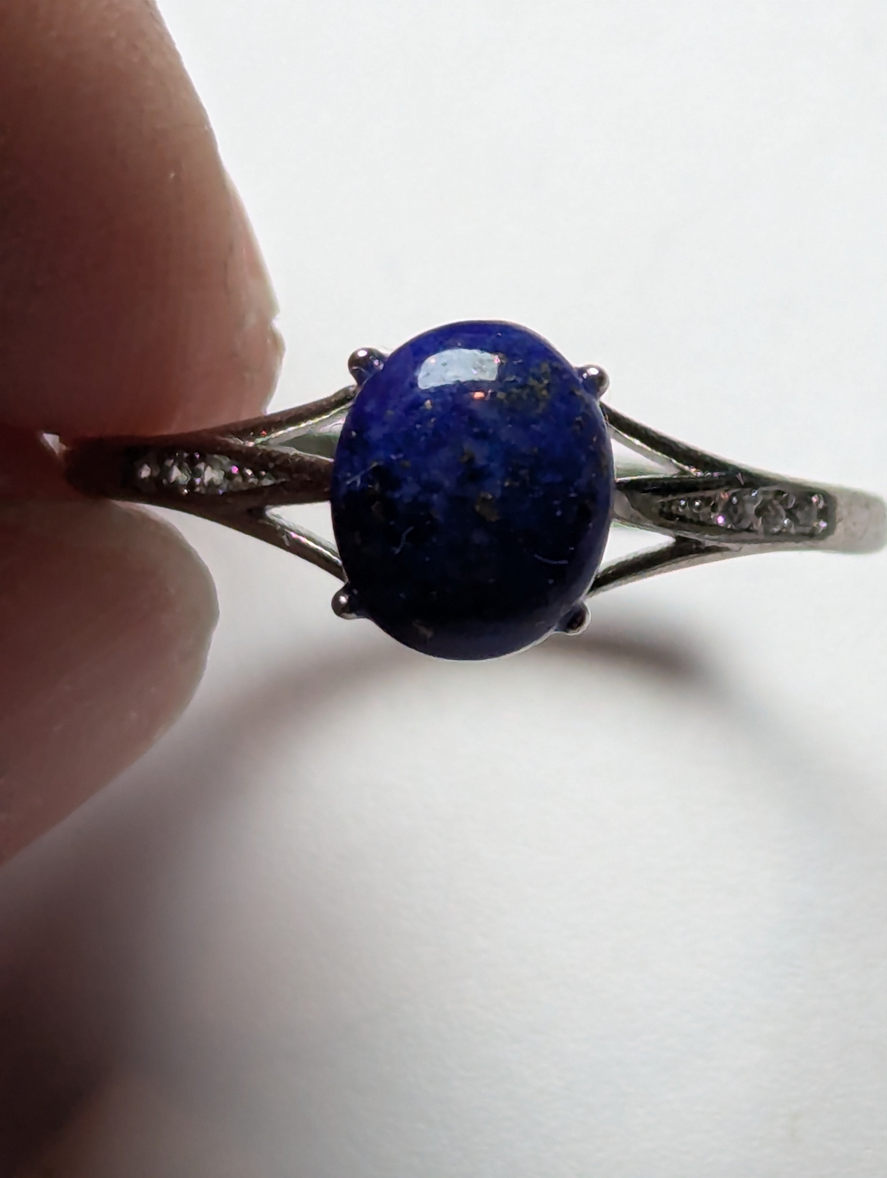 Lapis lazuli crystal adjustable ring stainless steel