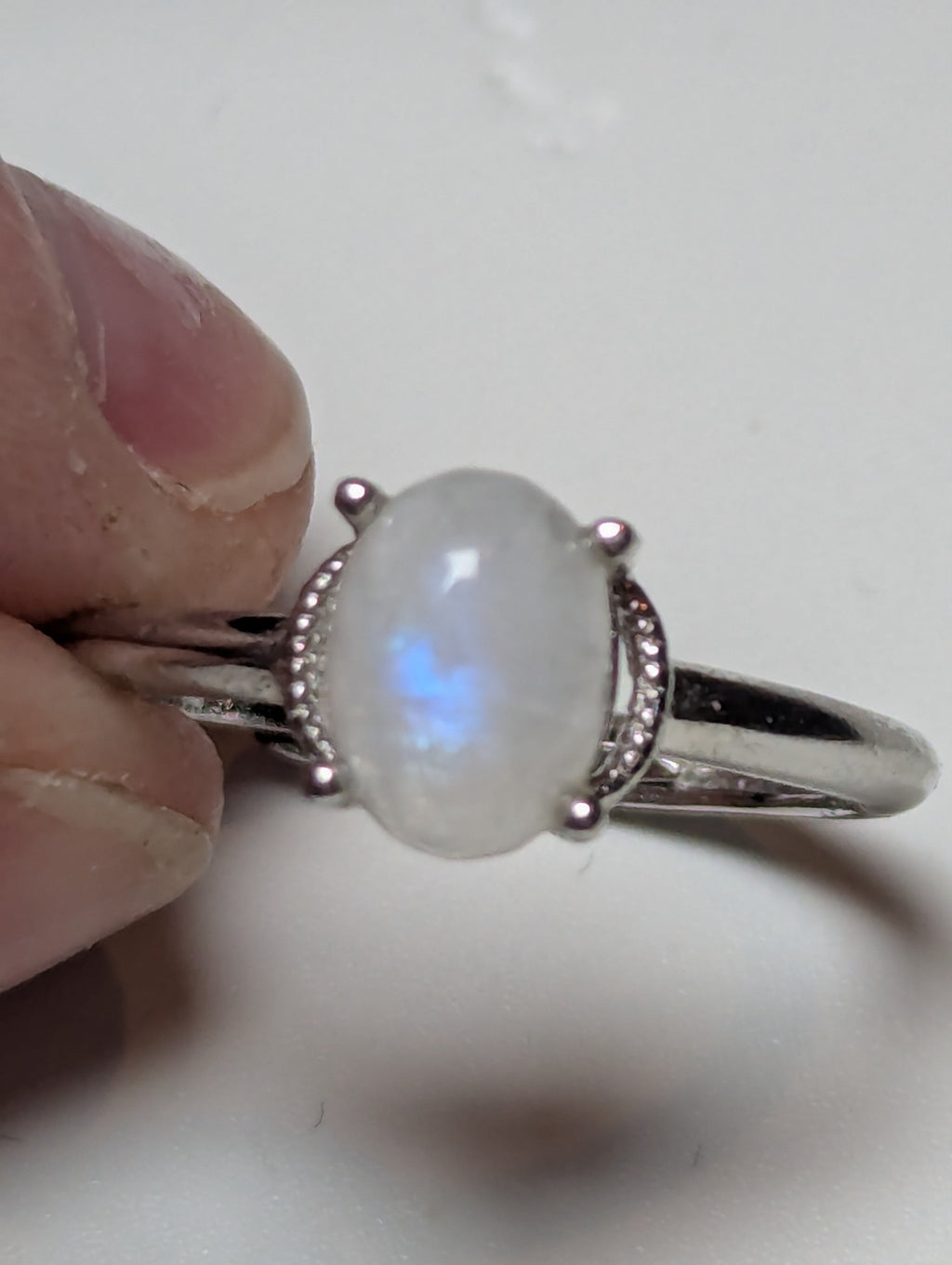 Rainbow moonstone crystal Adjustable ring