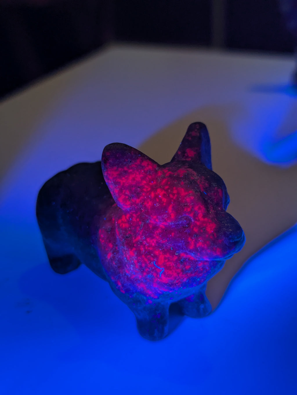 Corgi dog crystal ruby in frushite carving