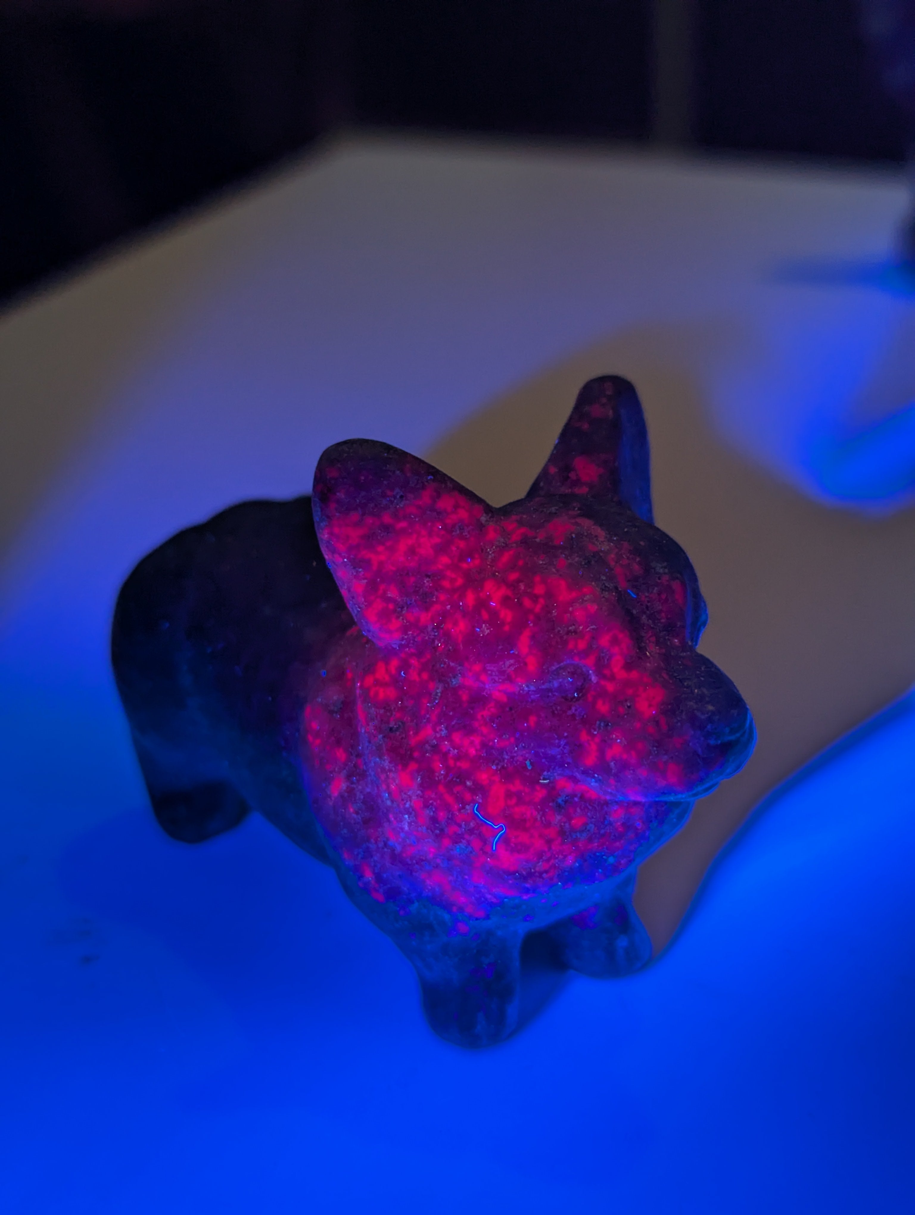 Corgi dog crystal ruby in frushite carving