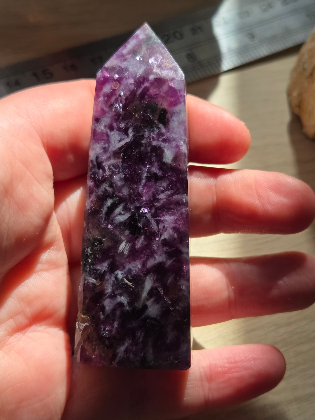 Purple mica crystal tower