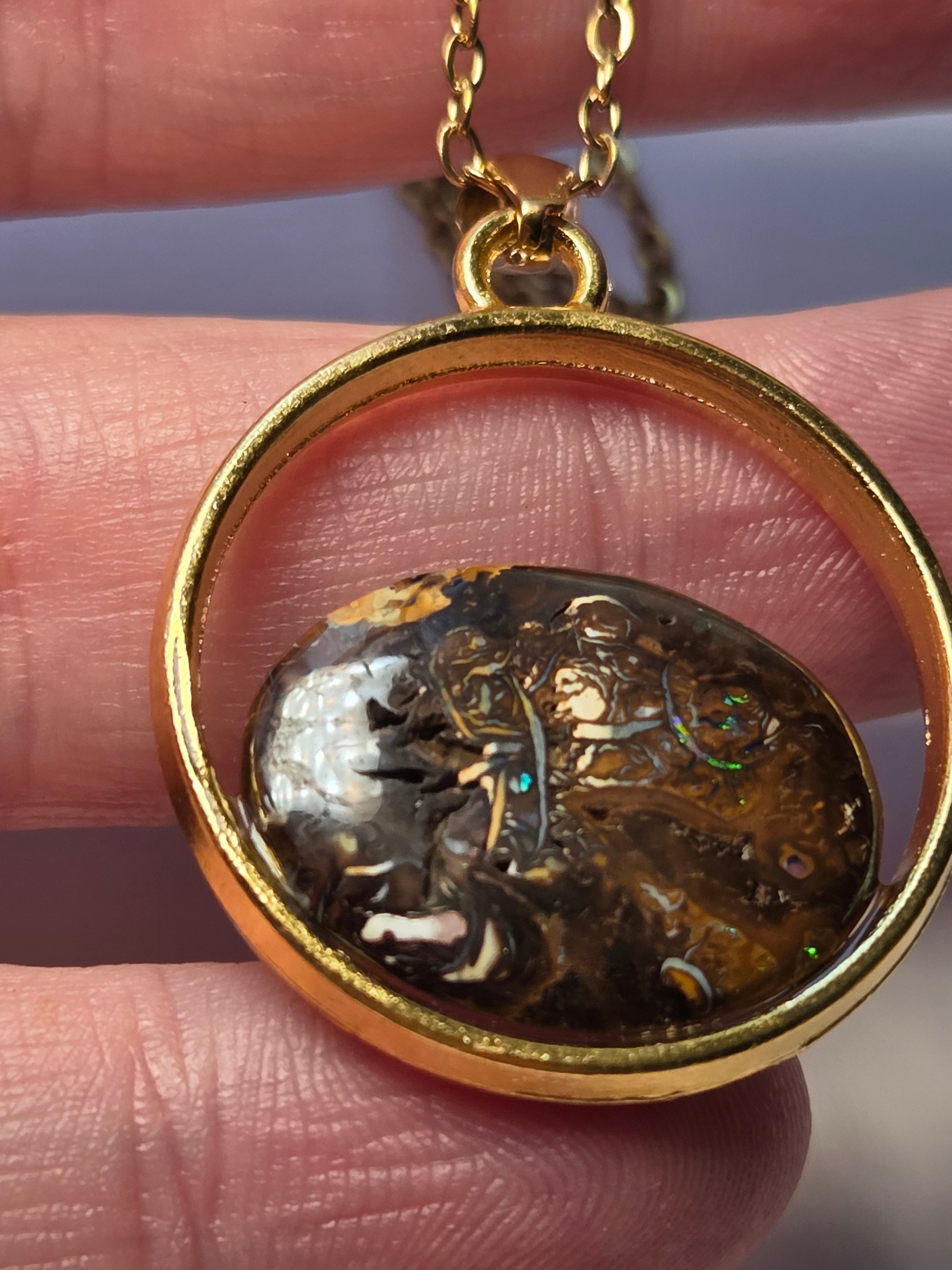 Australian bolder opal crystal necklace