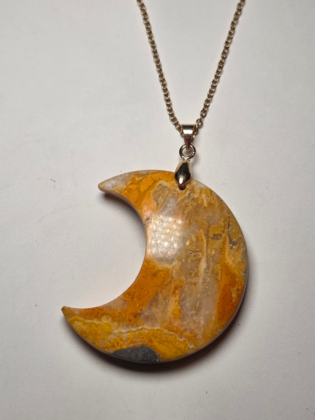 Bumblebee jasper crystal moon carving necklace