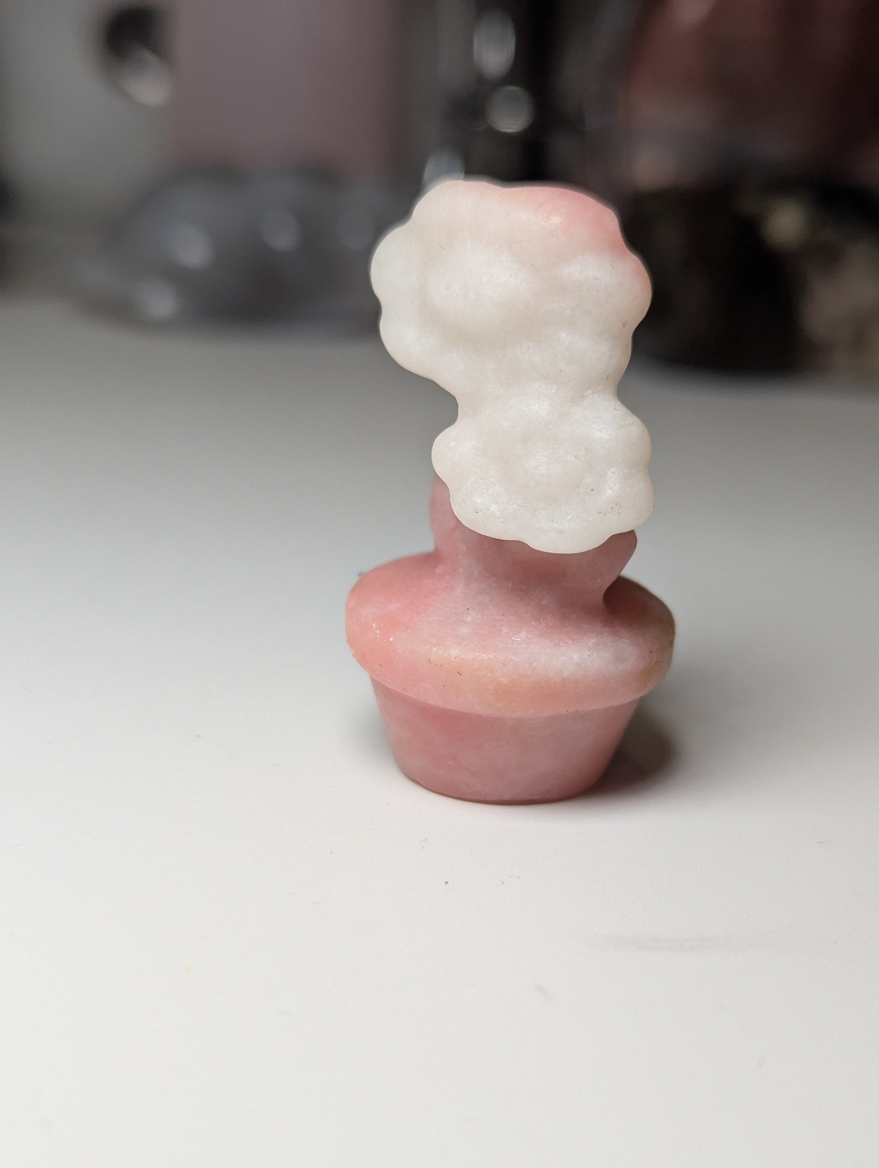 Pink opal crystal flower carving