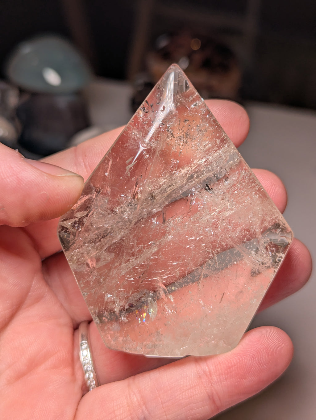 Clear quartz diamond Tear drop