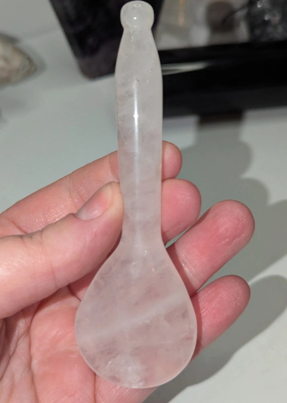 Rose quartz crystal spoon