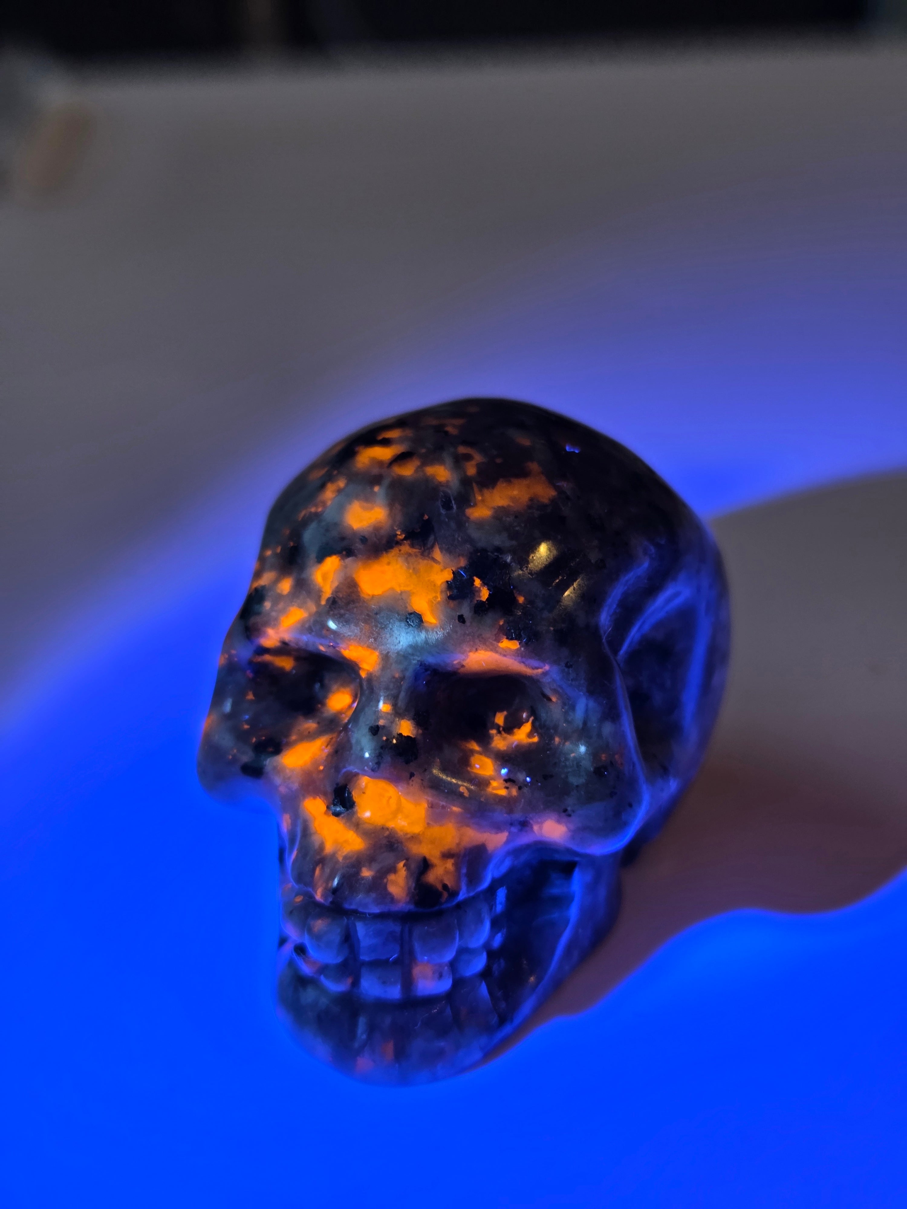 Yooperlite crystal skull carving