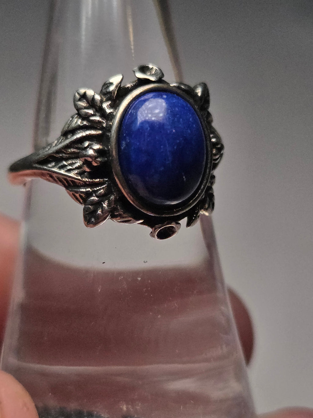 Sodalite crystal adjustable ring stainless steel