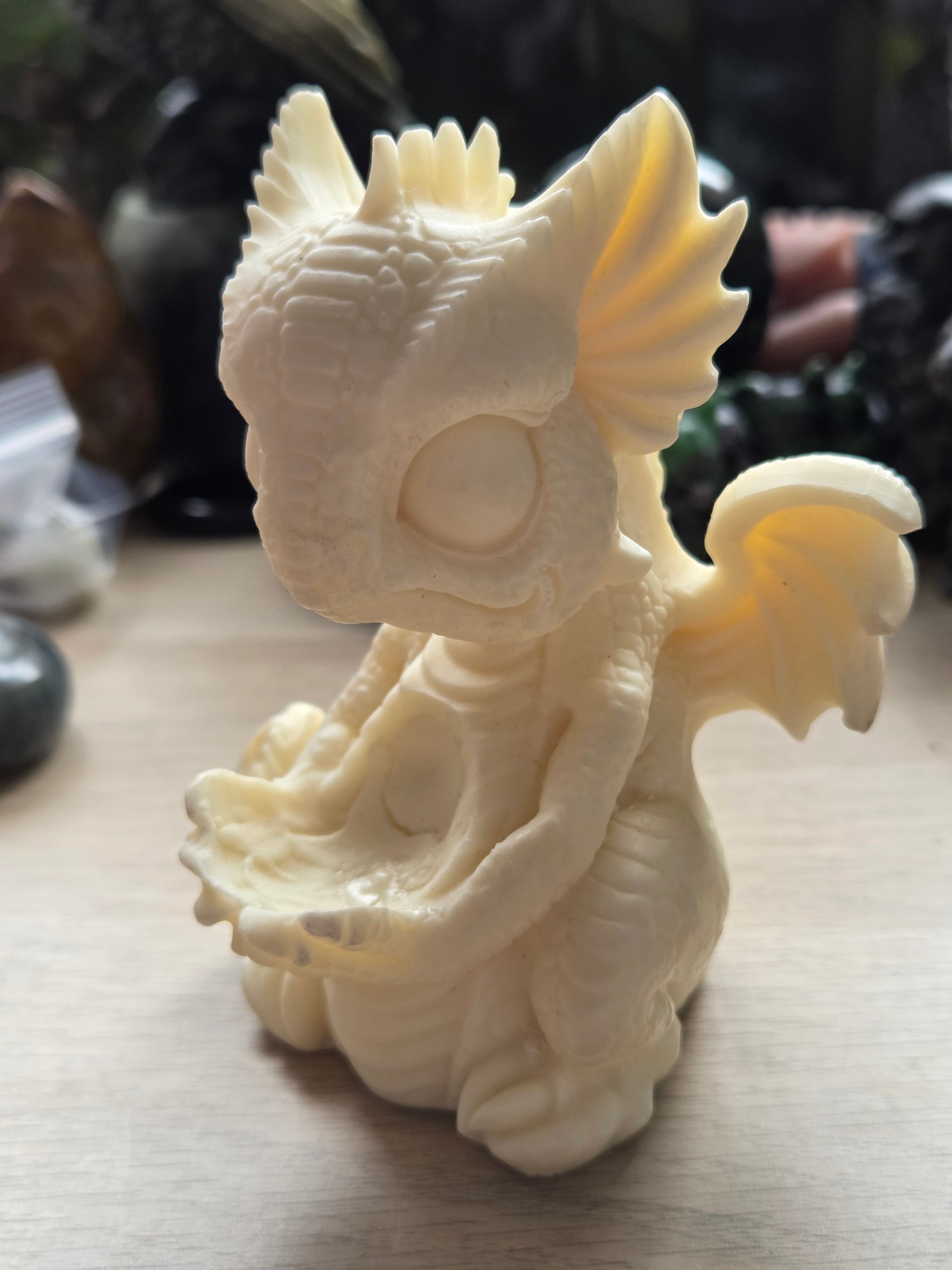 Ivory nut Dragon carving perfect sphere holder-sphere not included