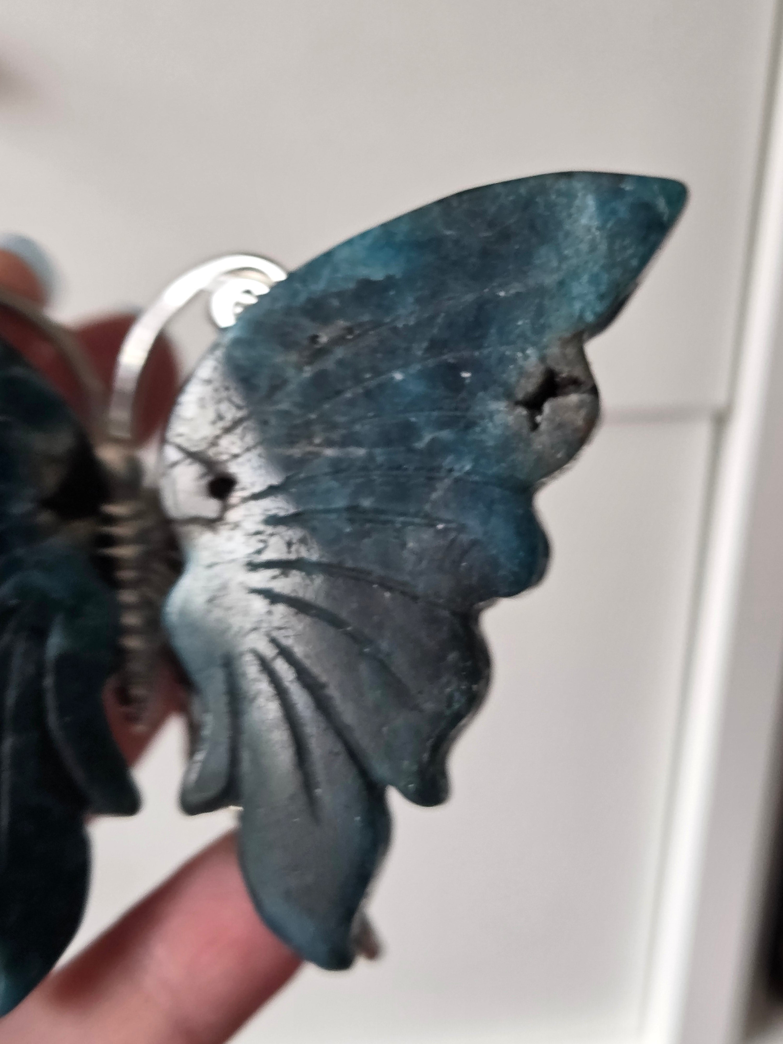 Beautiful  apatite crystal butterfly carving