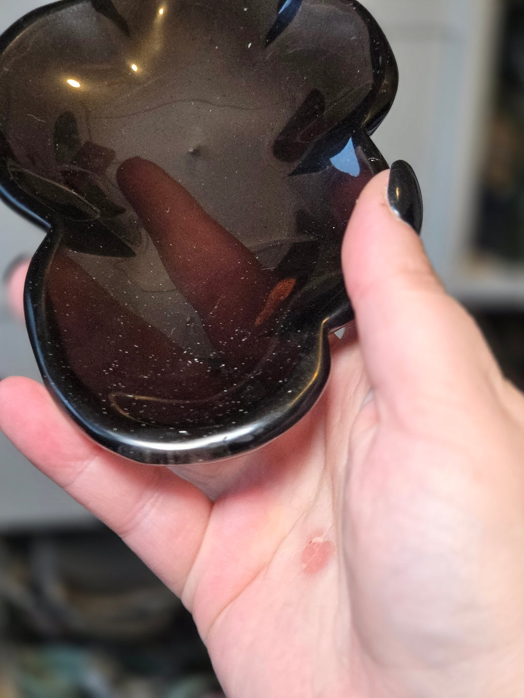 Ice obsidian crystal large bowl