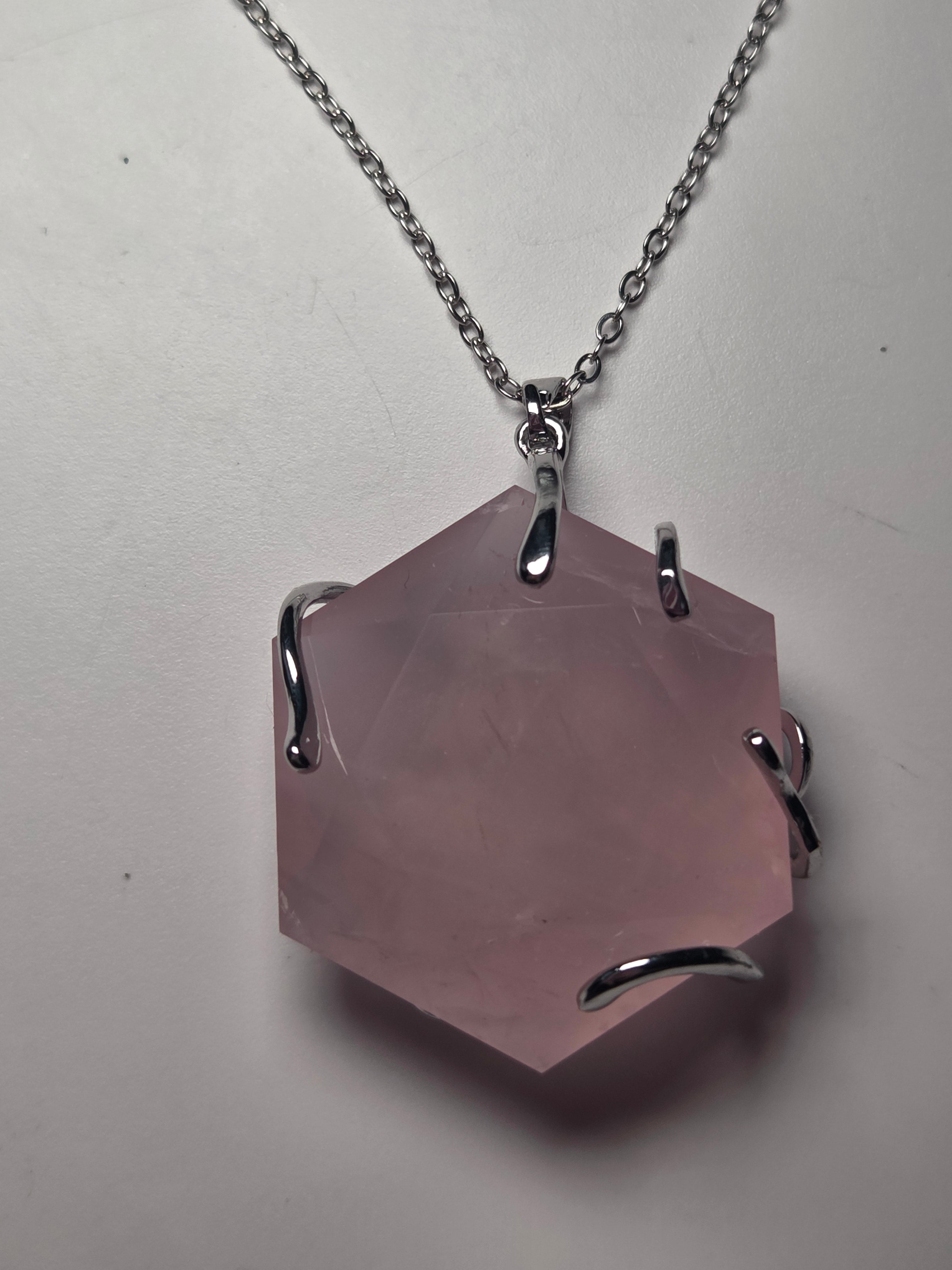 Rose quartz crystal handmade necklace s295