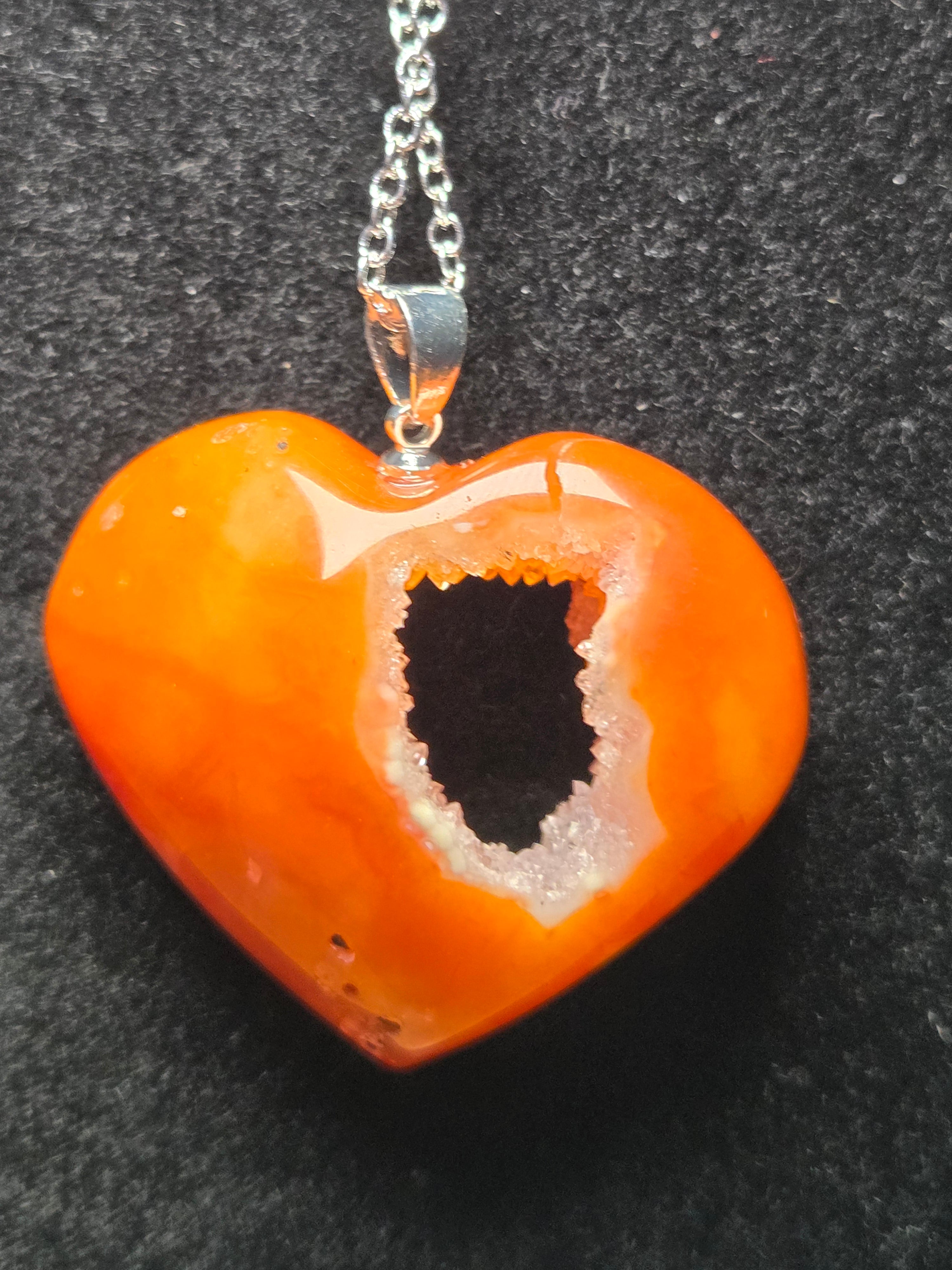 S925 Carnelian crystal heart with duzy necklace