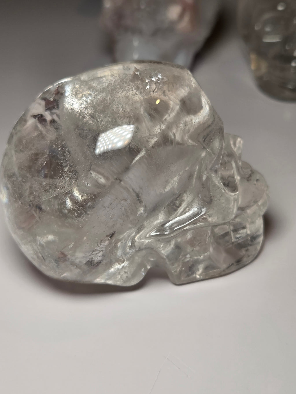 Stunning Clear Quartz crystal Skull carving