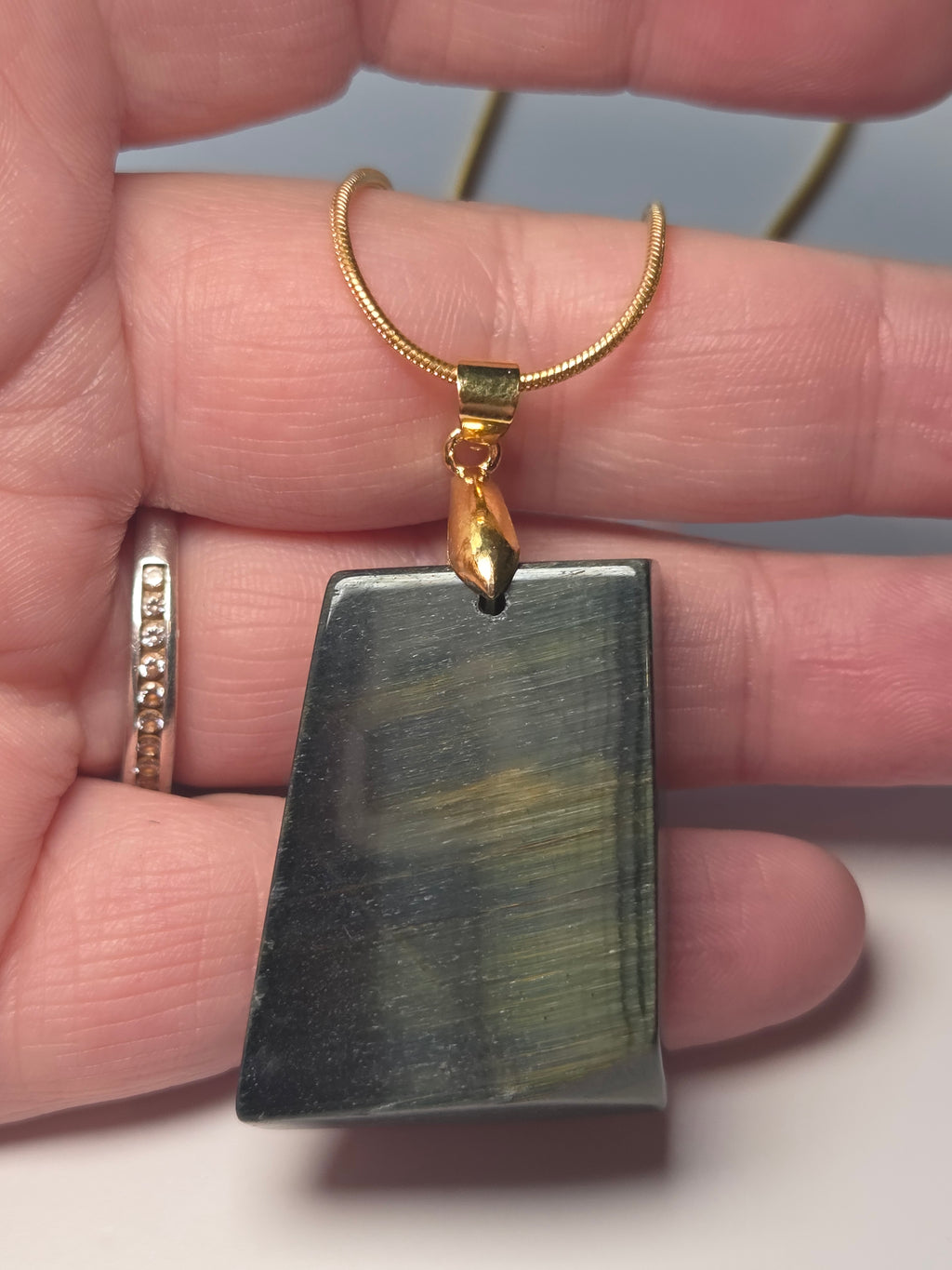 Blue tigers eye crystal necklace