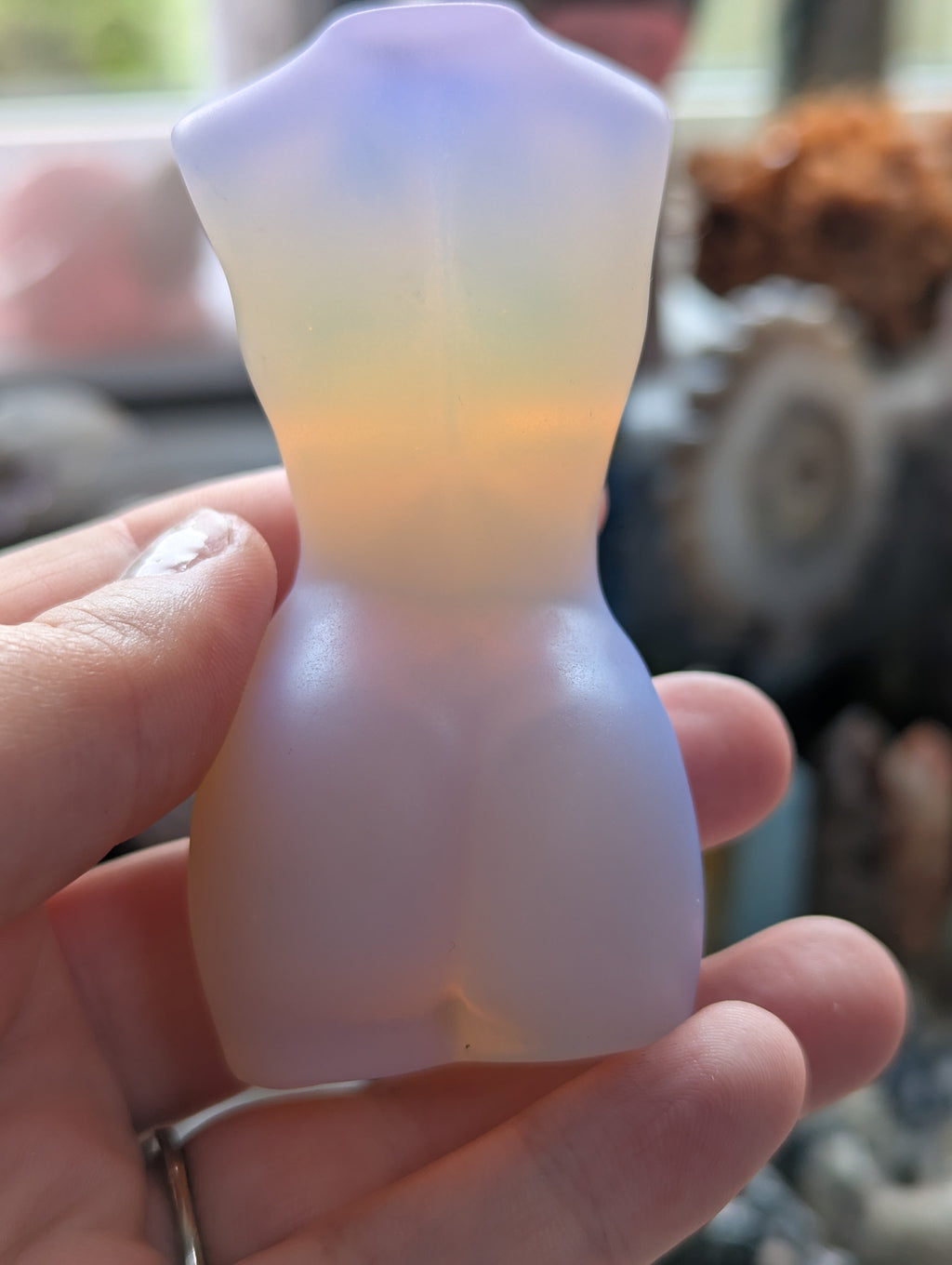 Opalite crystal lady body carving