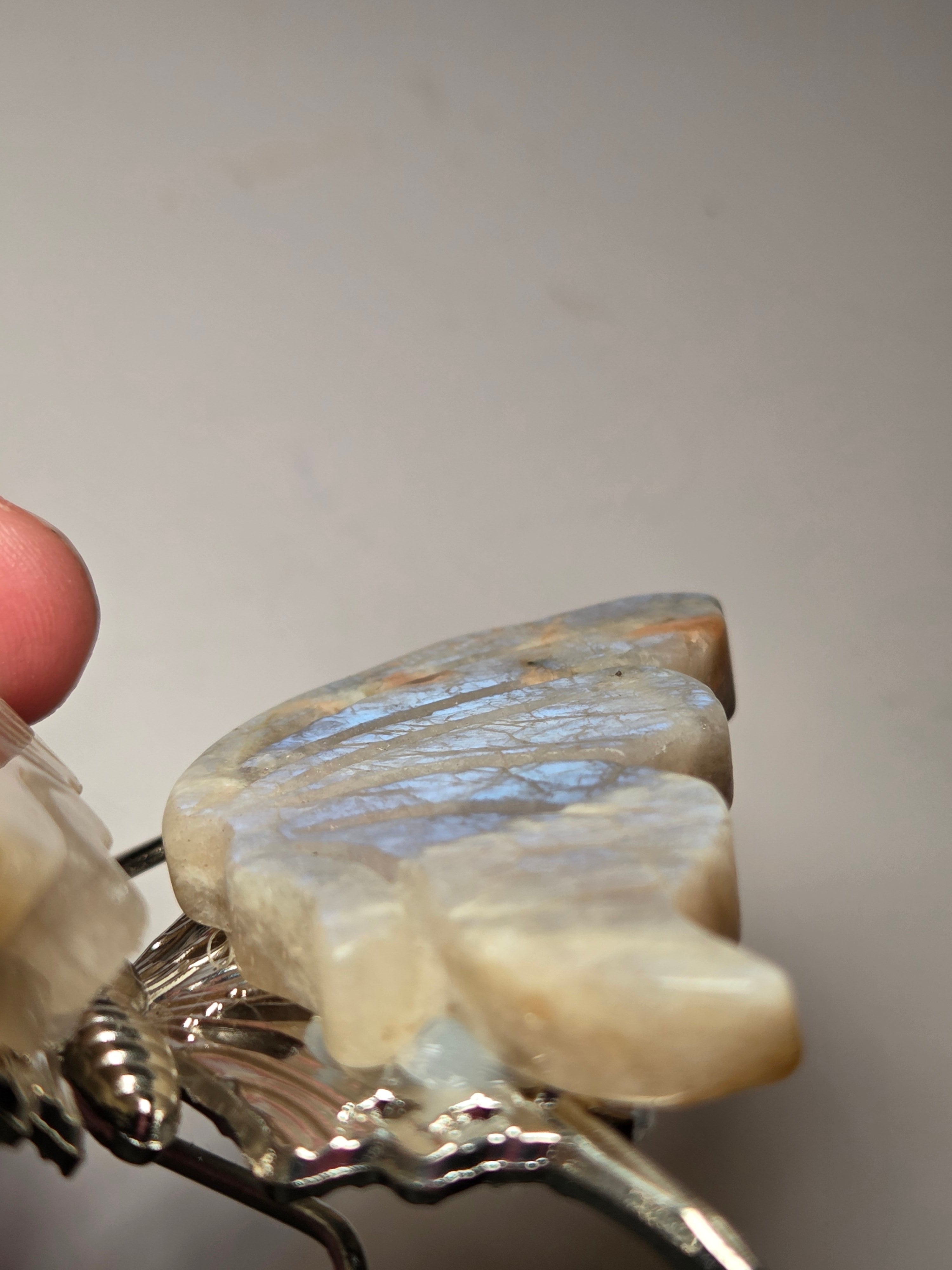 Rainbow moonstone crystal butterfly carving