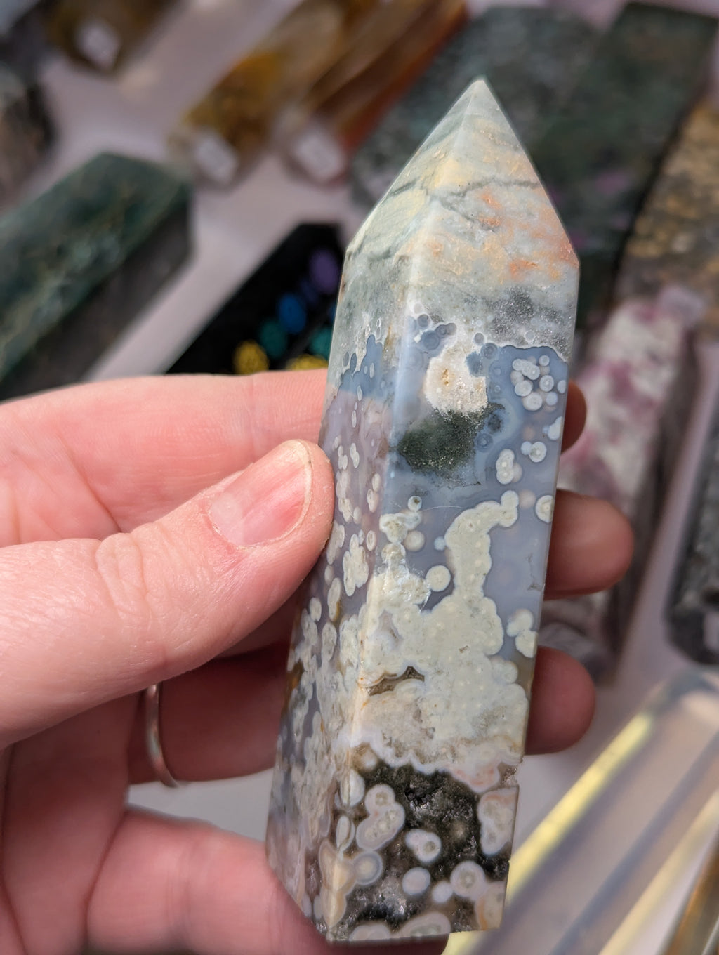 Blue ocean Jasper crystal tower
