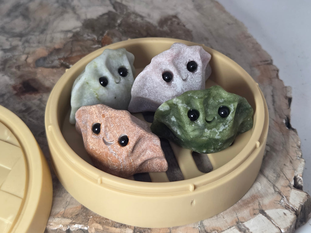 Cute dim sum carvings in case