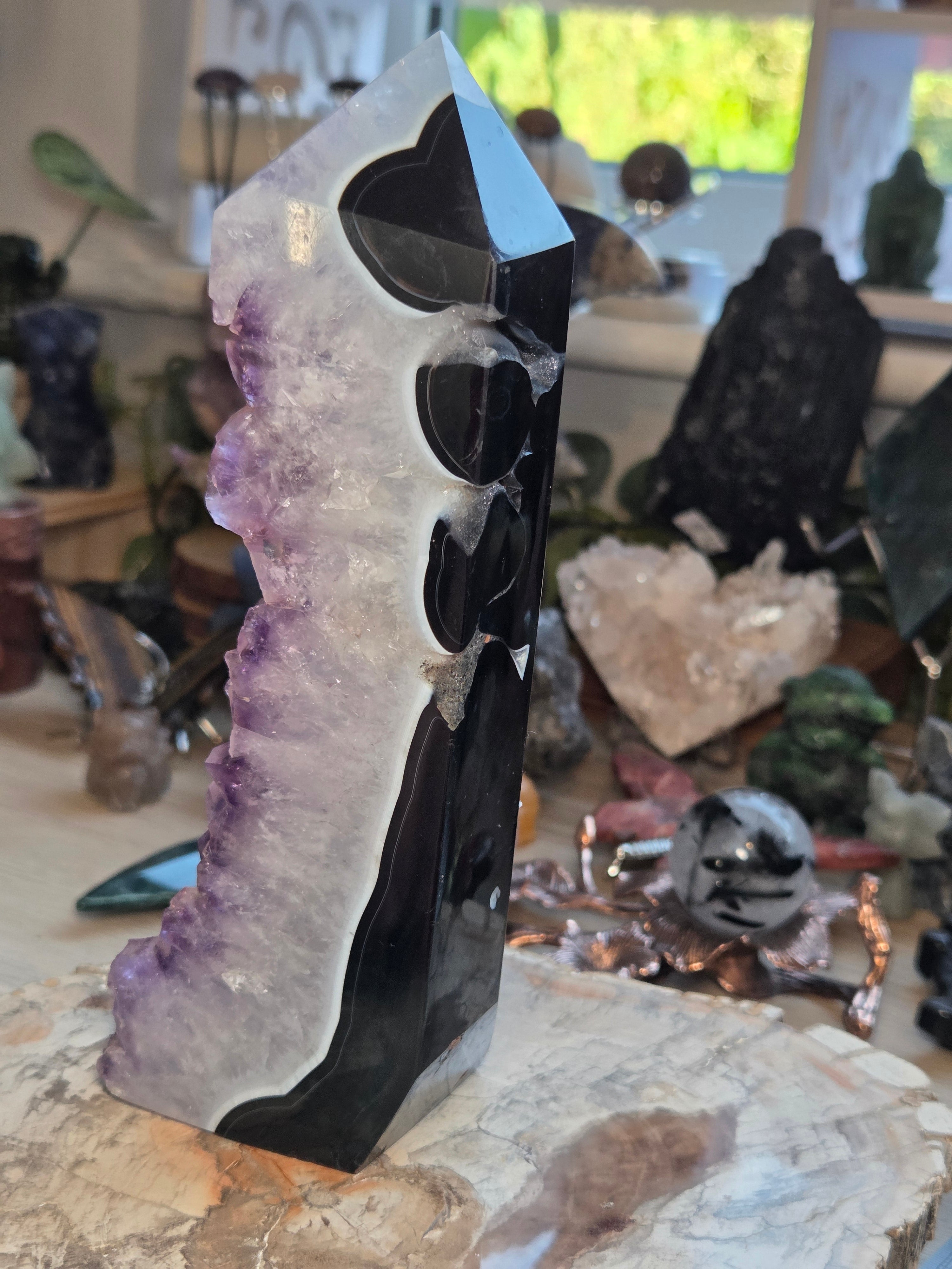 Beautiful Amethyst crystal agate tower from Brazil