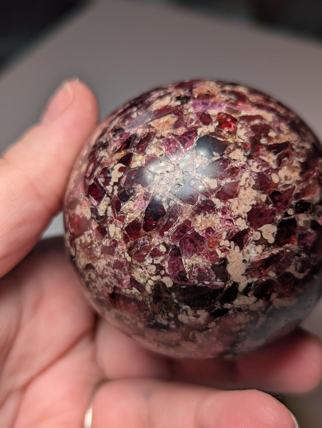 Garnet crystal sphere with Stand