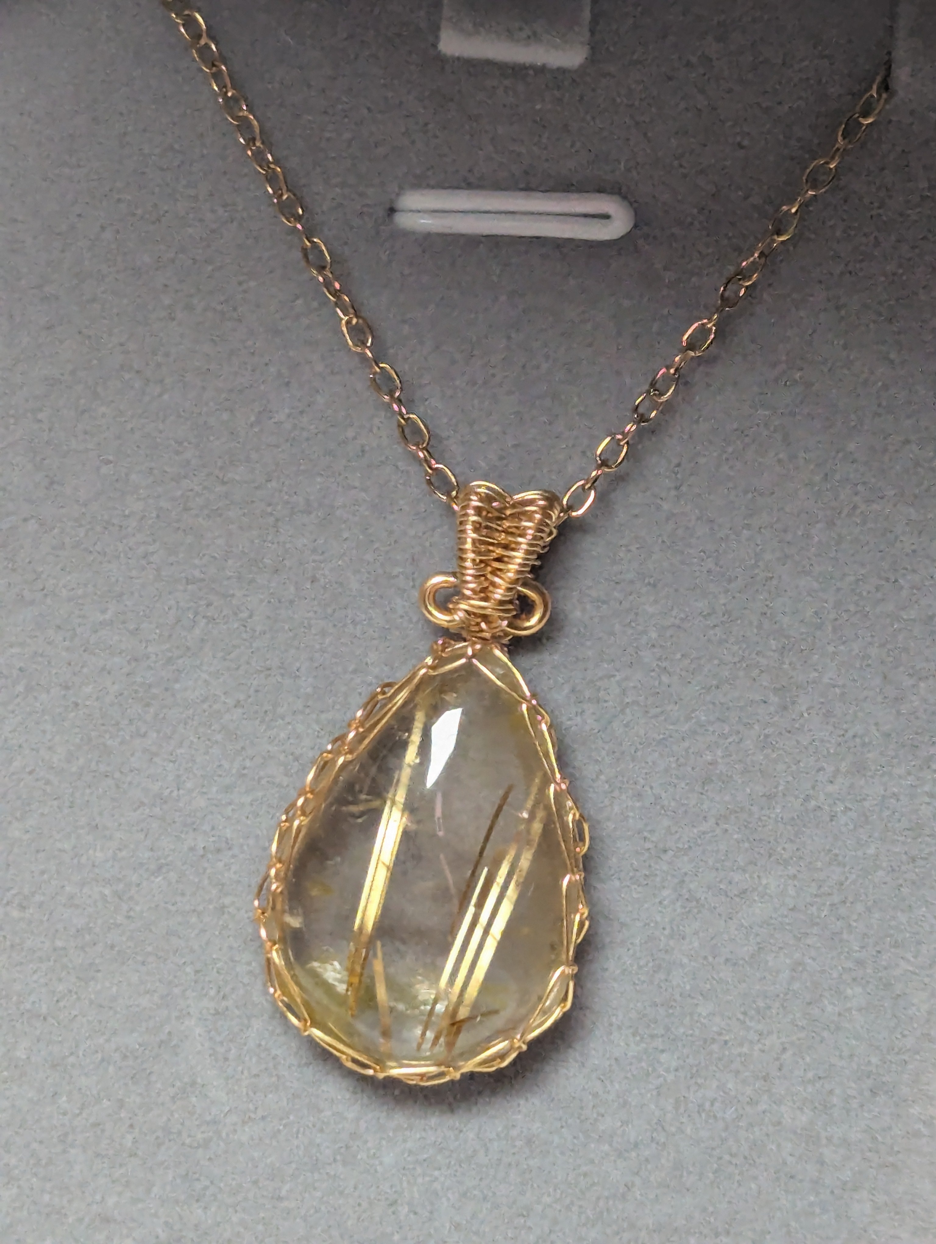 High quality golden Rutlile crystal handmade necklace