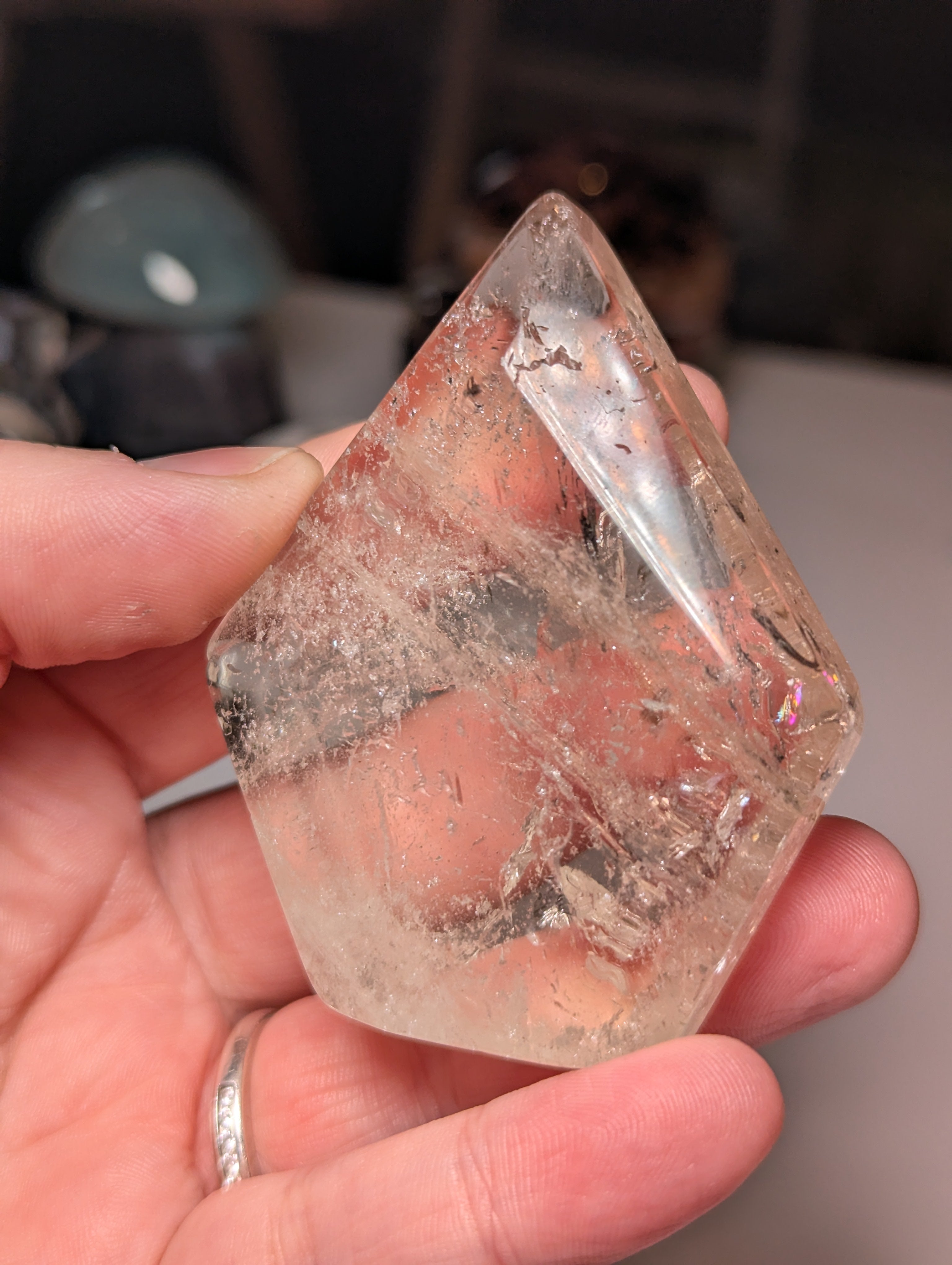 Clear quartz diamond Tear drop