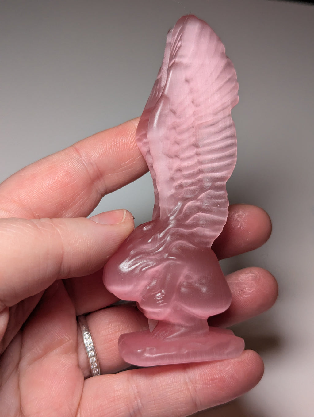 Pink Cats eye crystal fallen Angel carving