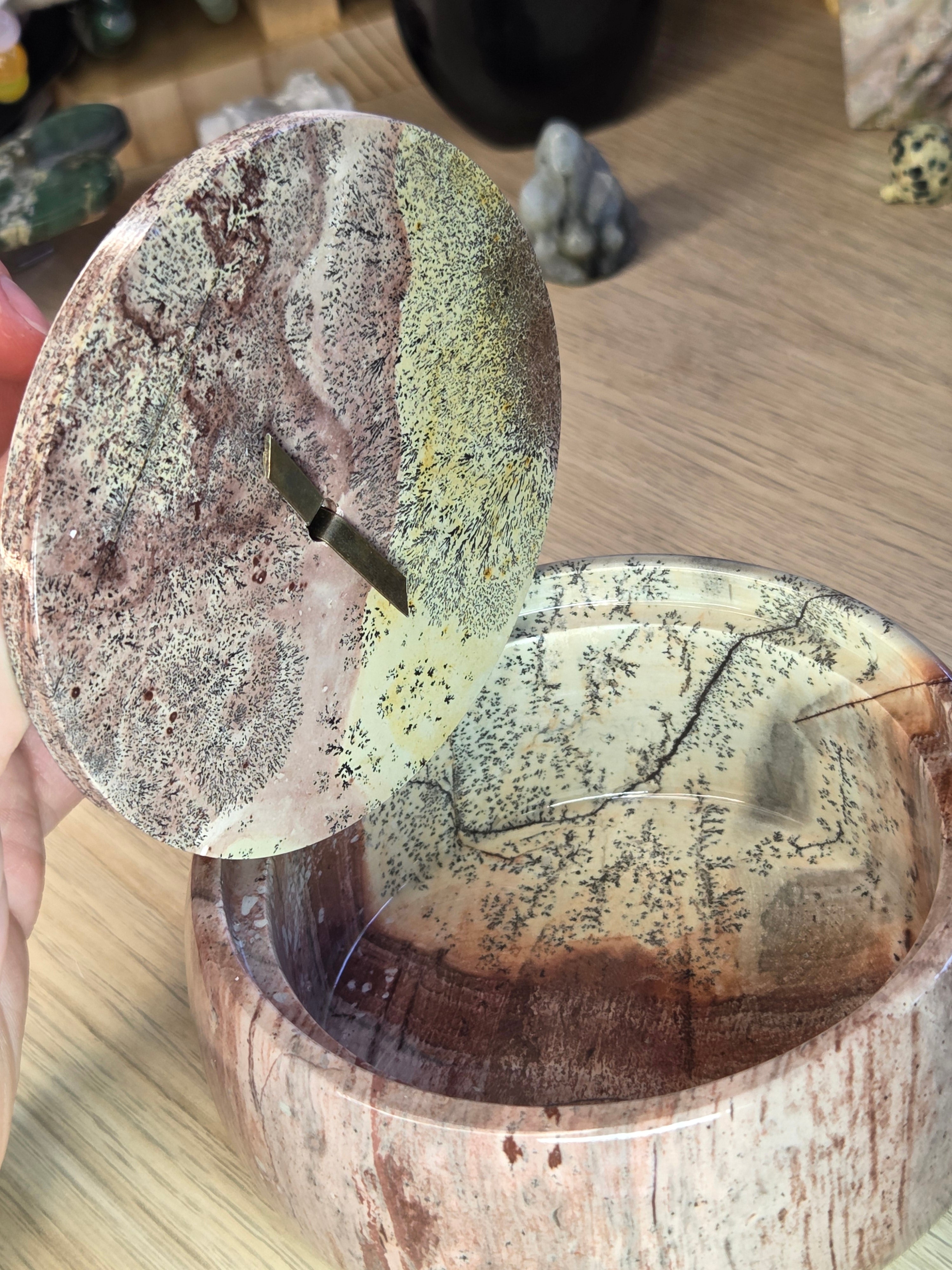 Pink Picture Jasper crystal trinket box