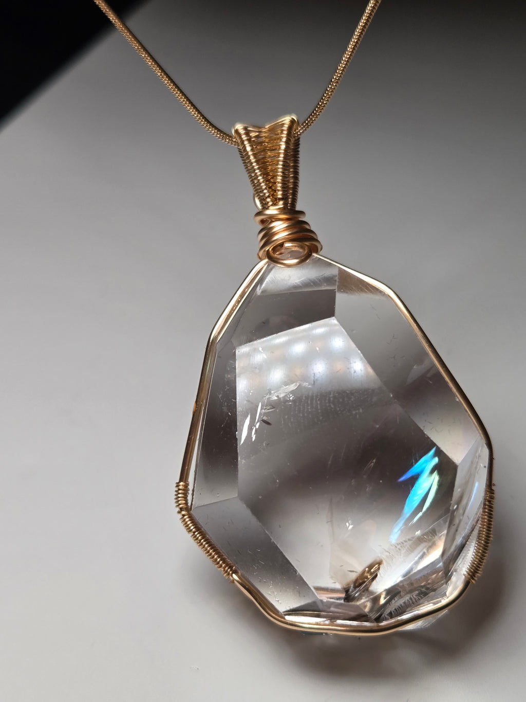 Grade AAA clear quartz crystal handmade necklace wire wrap