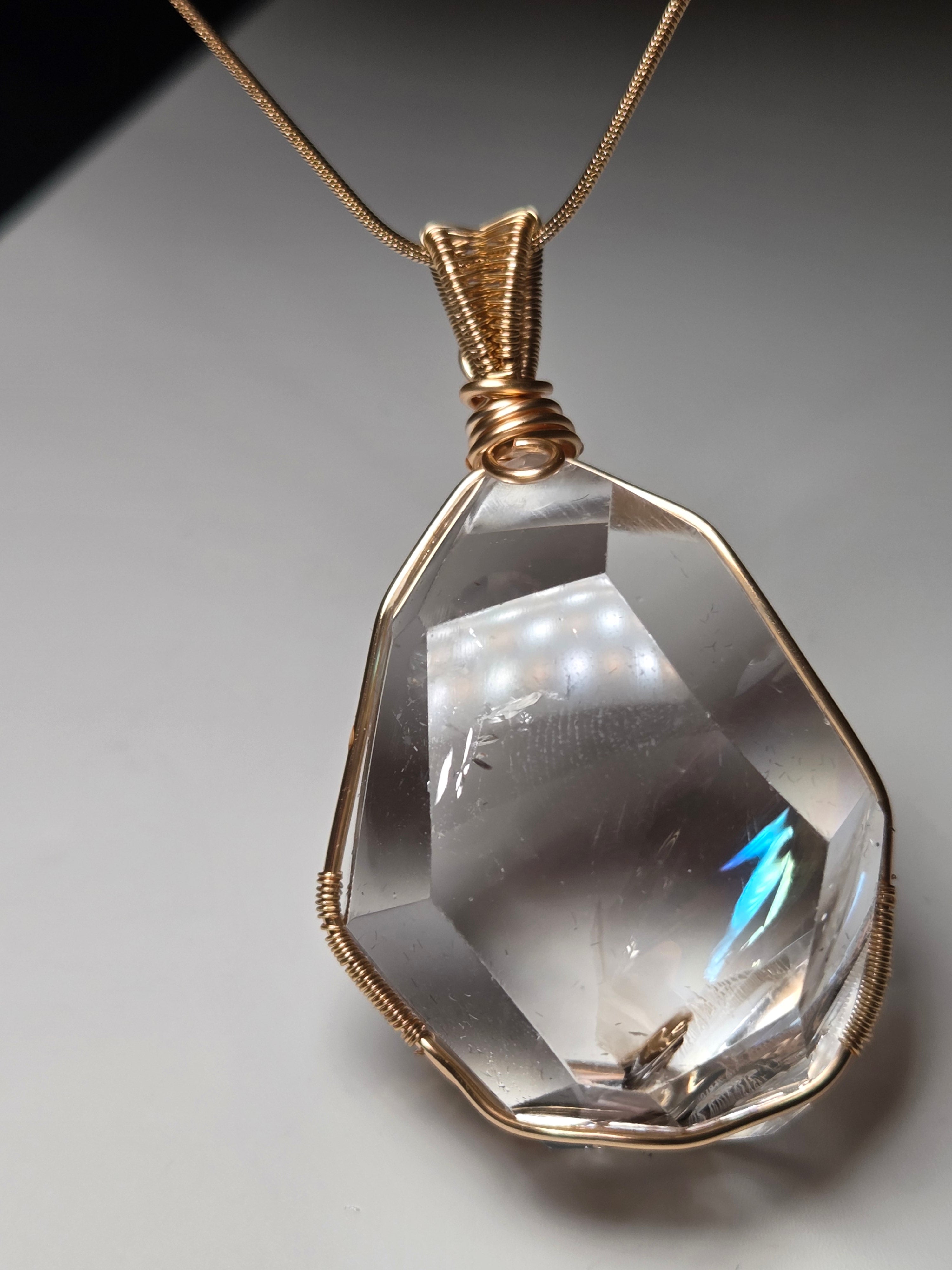 Grade AAA clear quartz crystal handmade necklace wire wrap