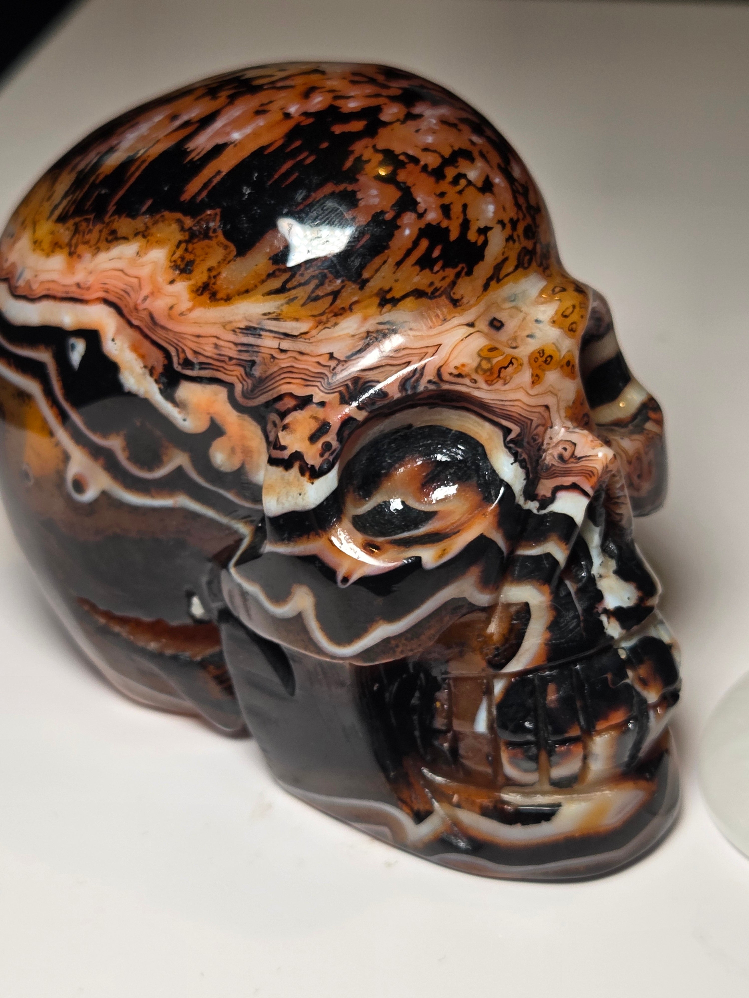 Large Sardonyx crystal skull carving