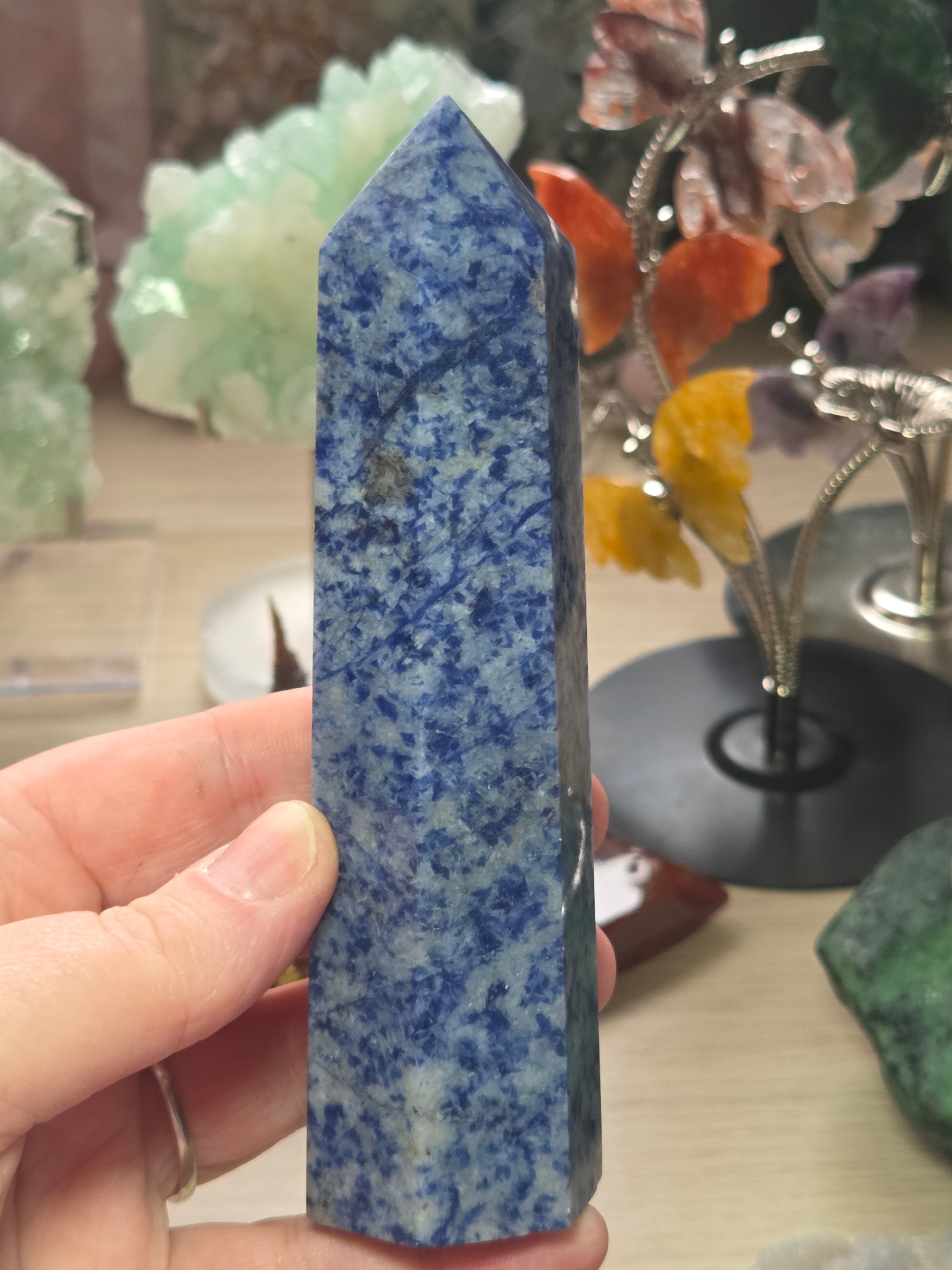 Blue spot Blue sodalite crystal large tower