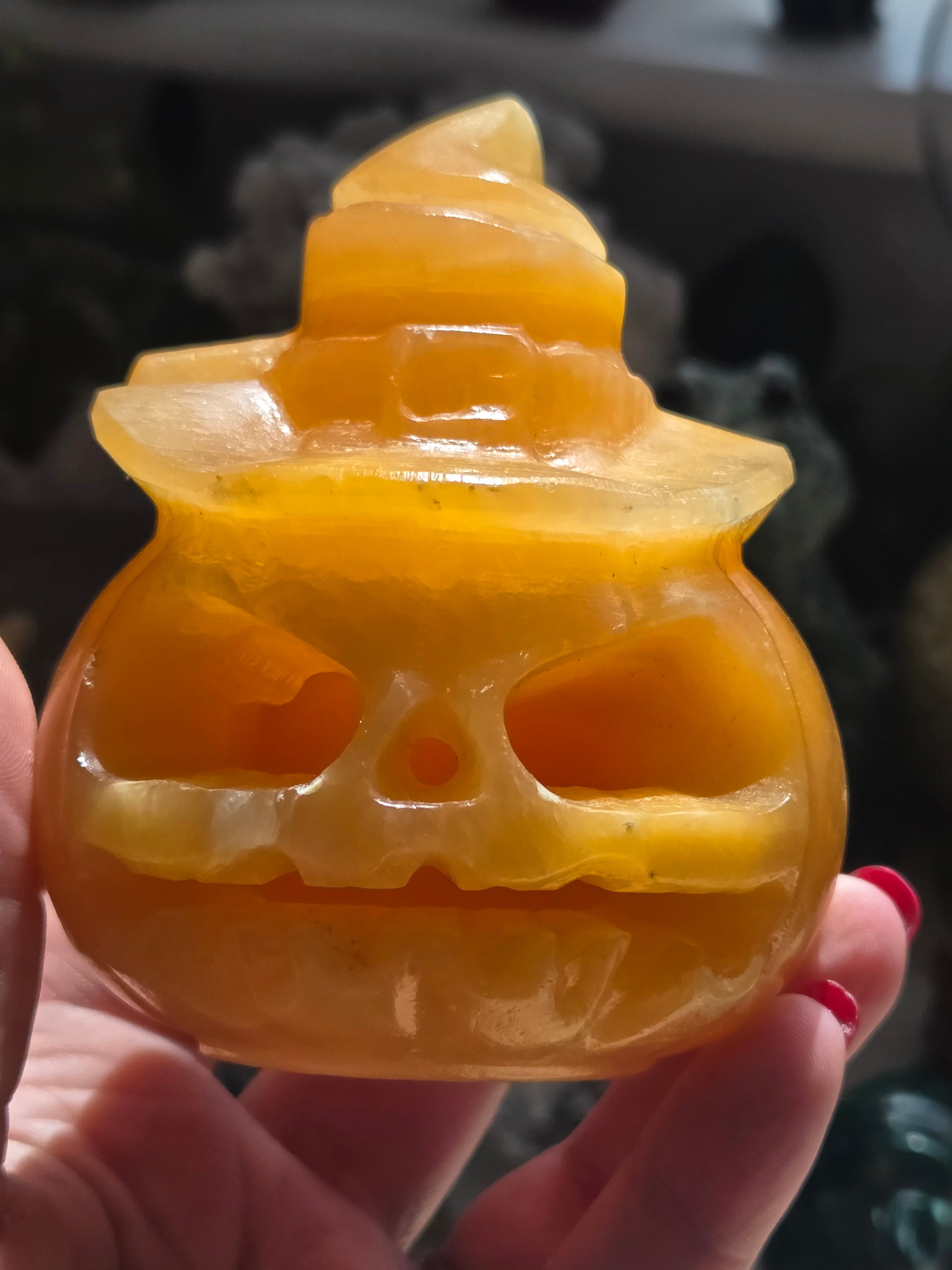 Orange calcite crystal pumpkin