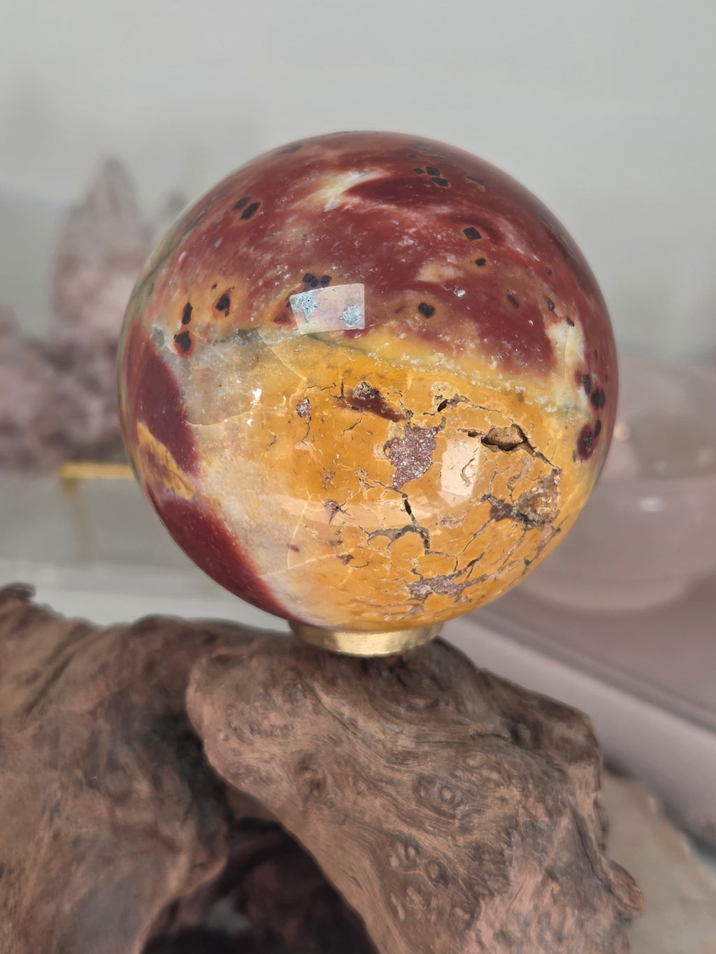 Petrified wood crystal sphere