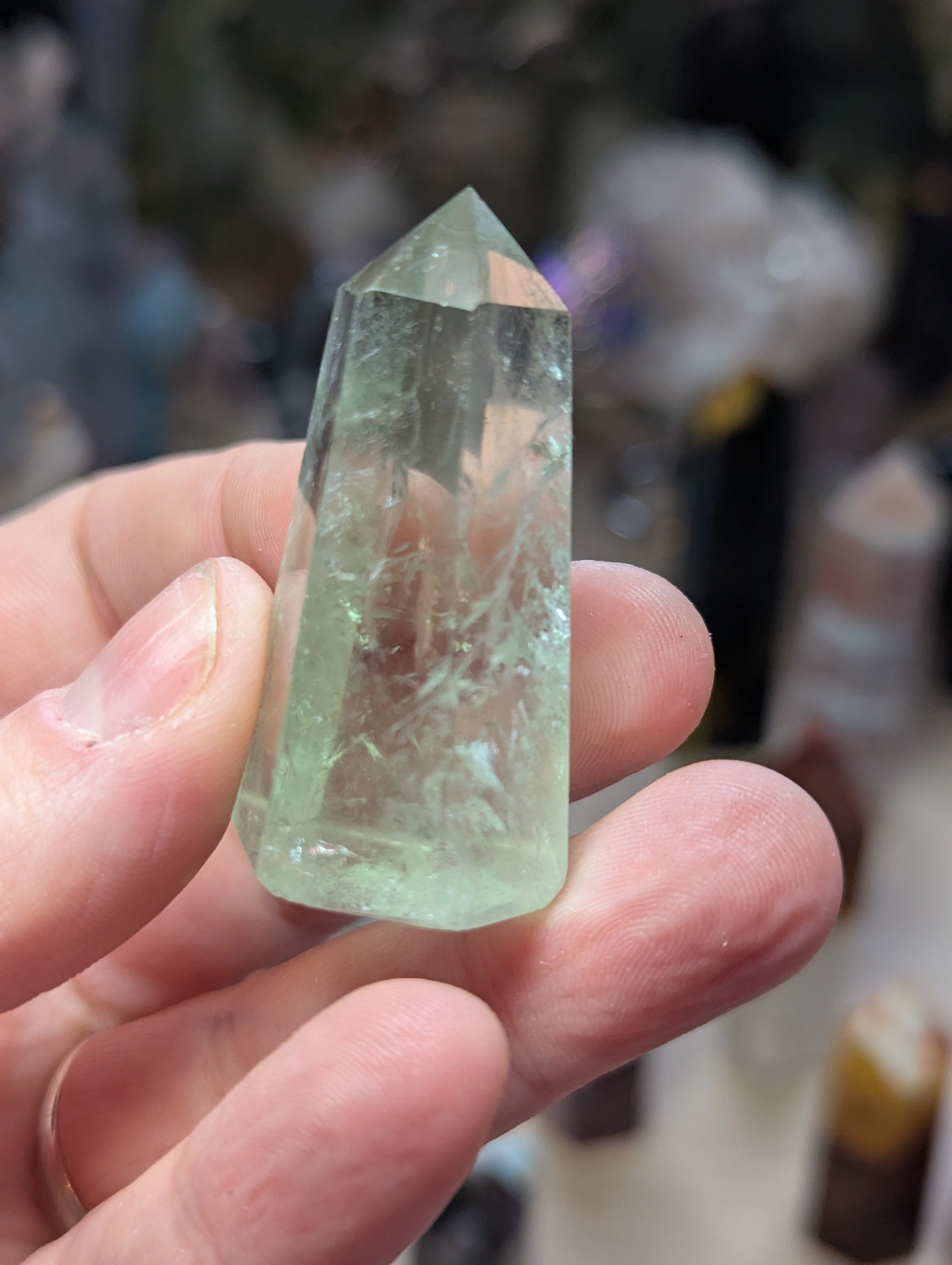 Rare green quartz crystal tower