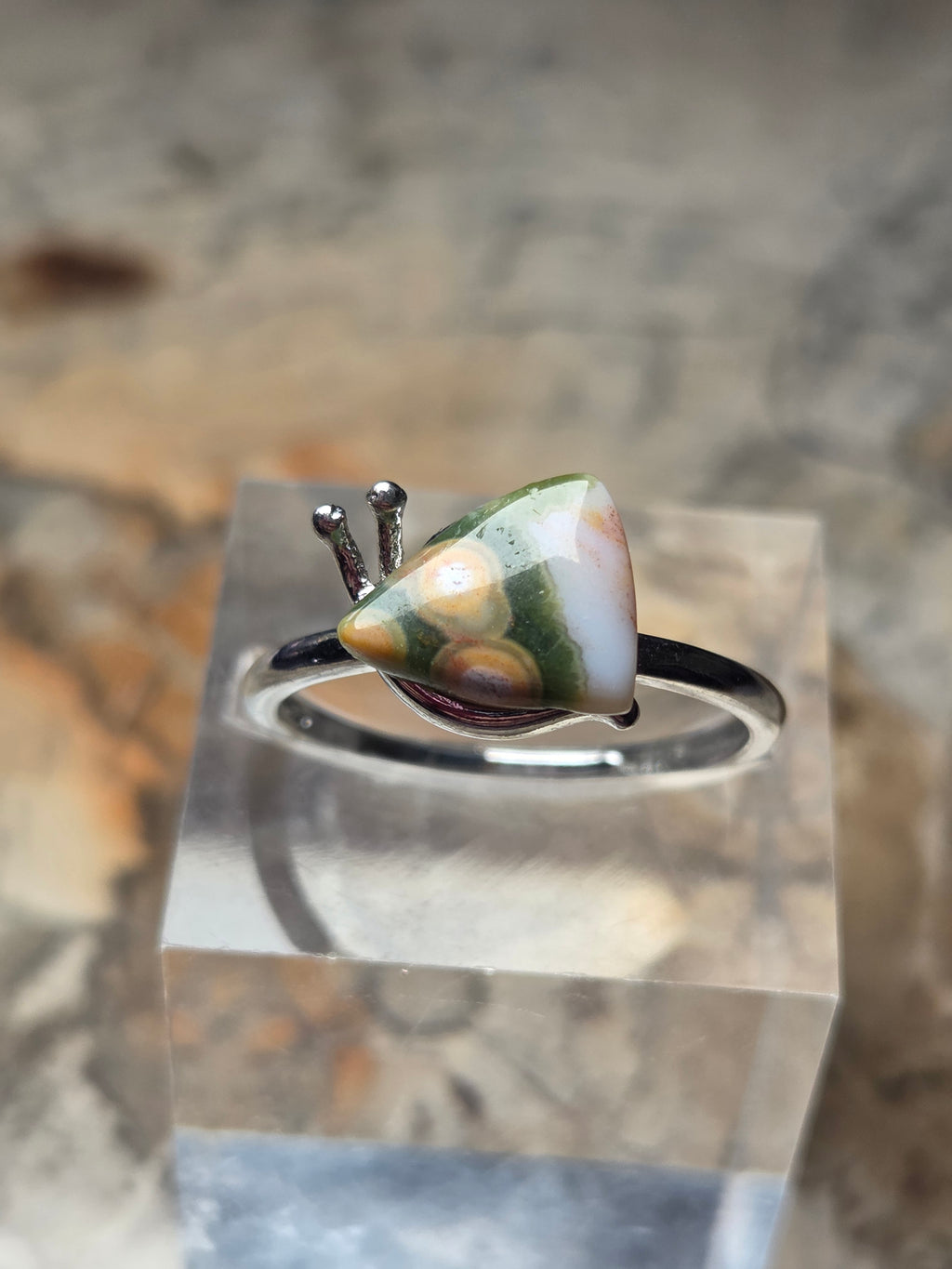 Ocean Jasper crystal ajustable ring