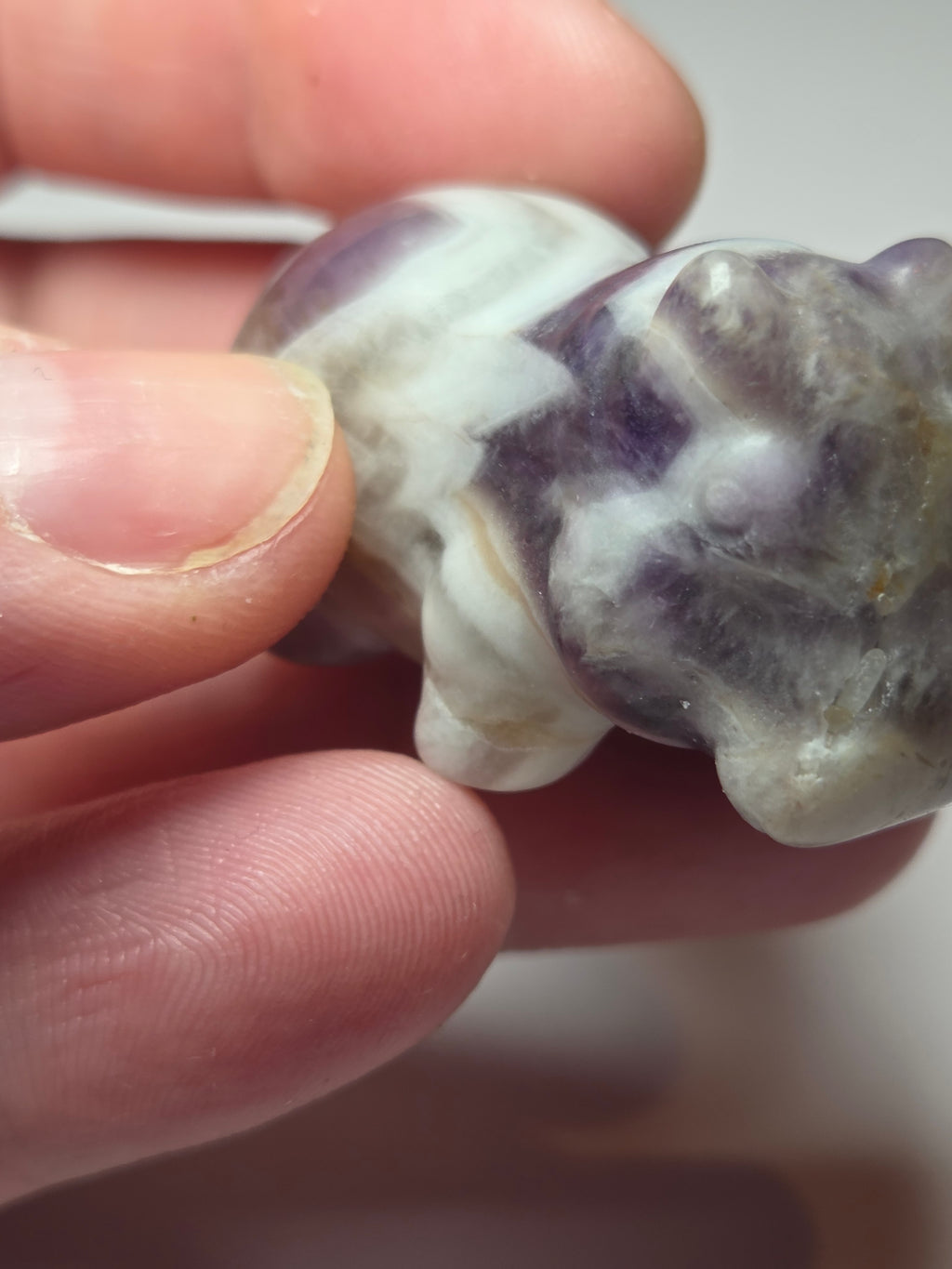 Dream Amethyst crystal hippo carving