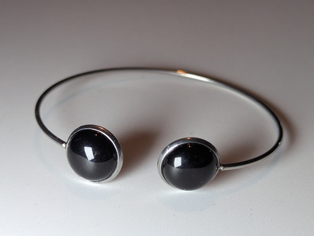 Obsidian crystal bracelet adjustable stainless steel