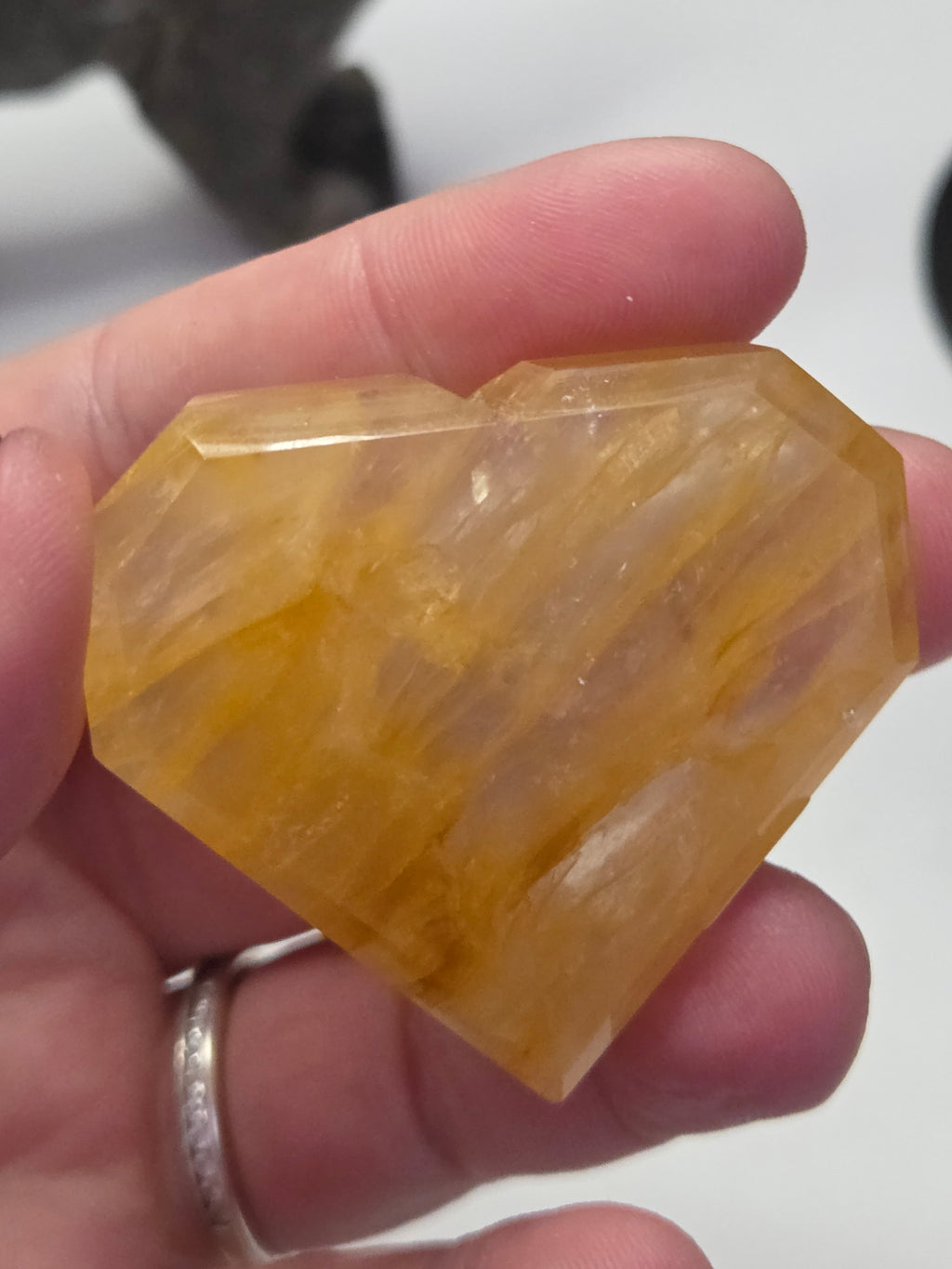 Fire quartz and  golden healer crystal heart