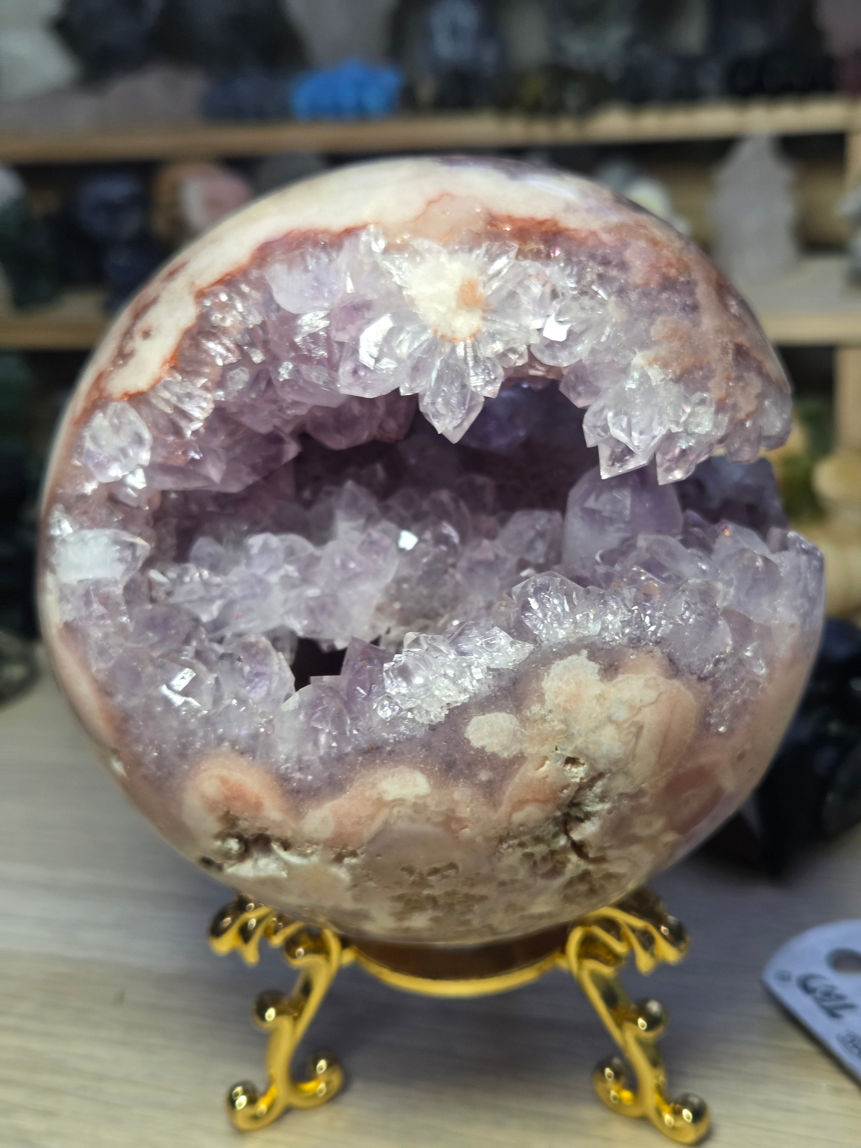 Pink amethyst crystal  sphere 10cm Grade AAAA  was £1250
